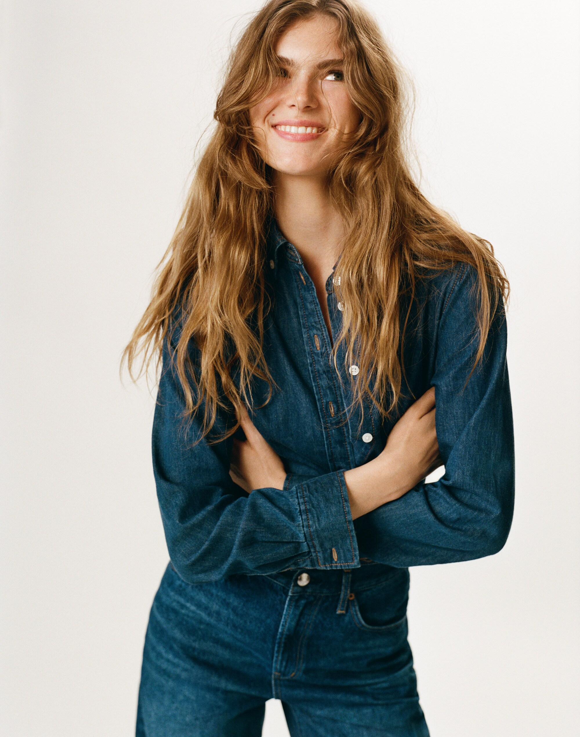 Denim Tuckable Button-Down Shirt
