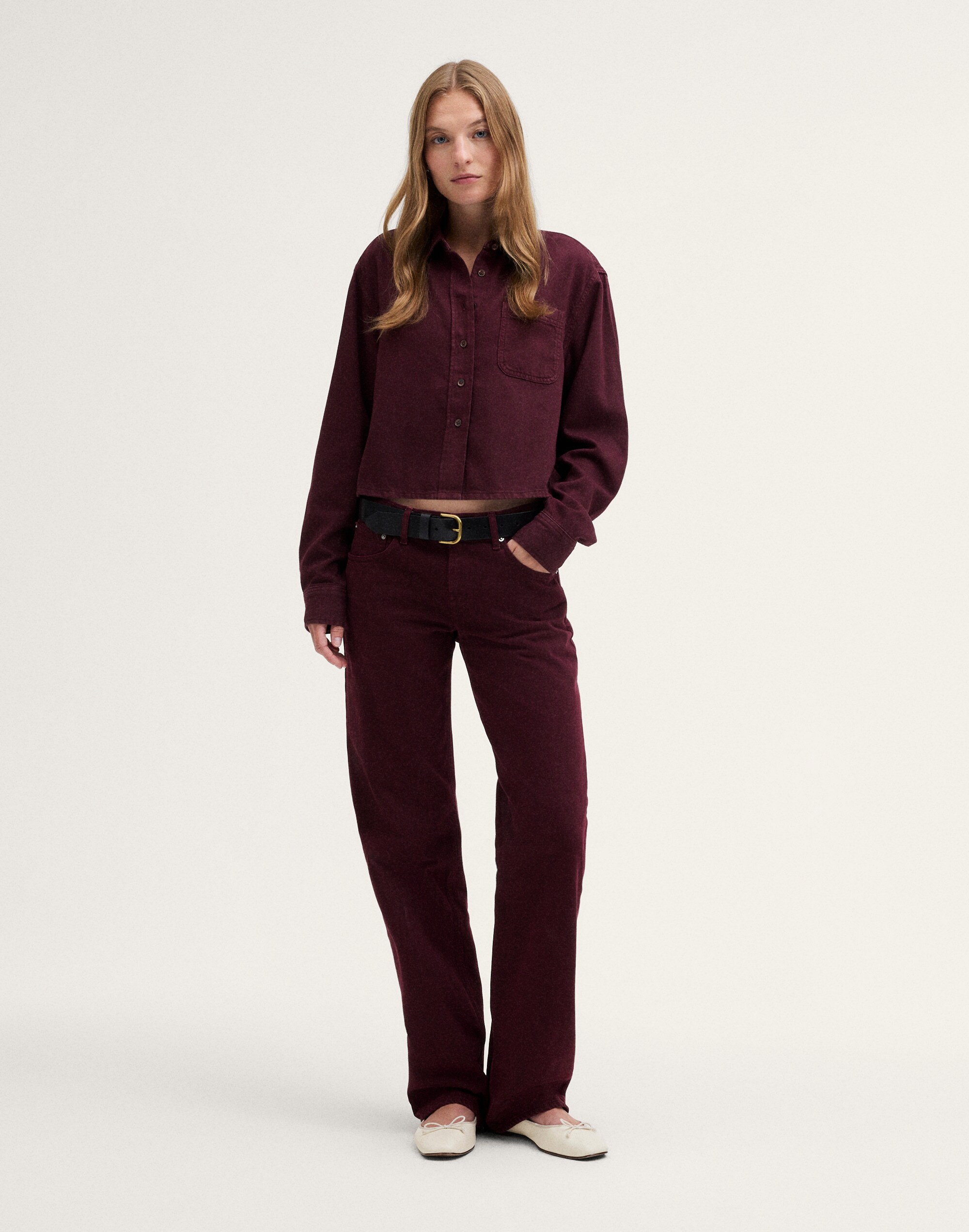 Boxy Crop Button-Up Shirt in Airy Denim