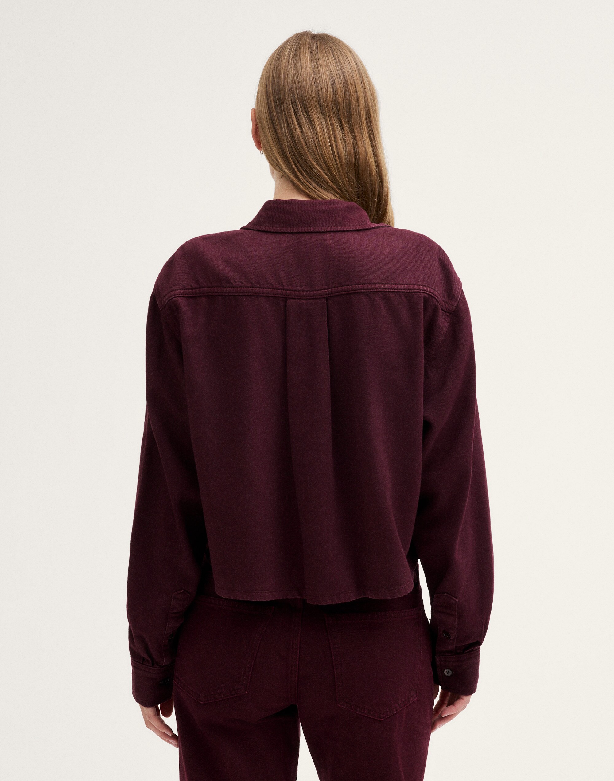 Boxy Crop Button-Up Shirt in Airy Denim