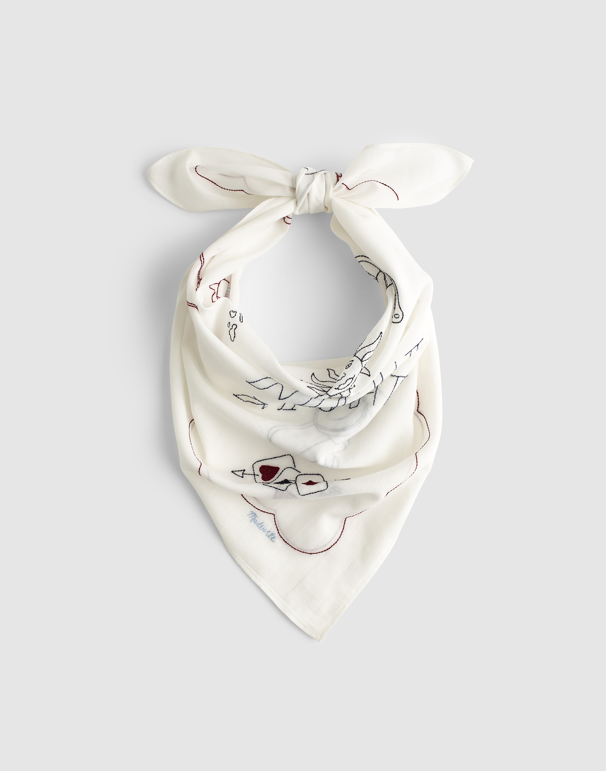 Embroidered Bandana in Cotton
