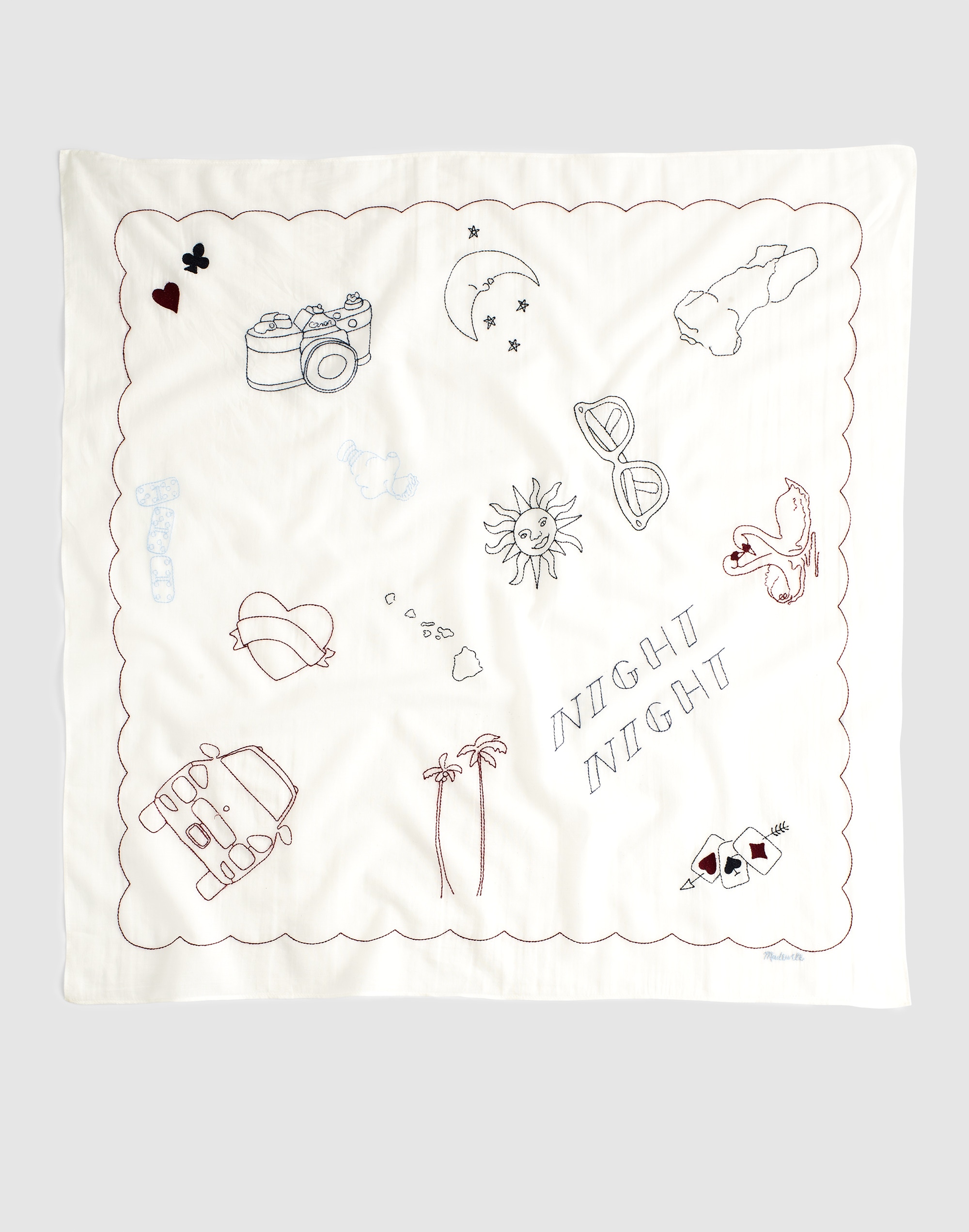 Embroidered Bandana in Cotton