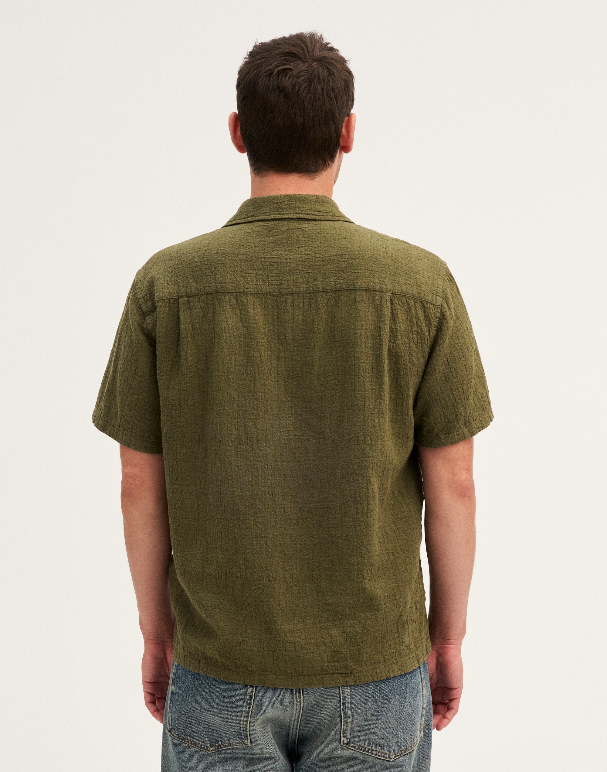 Camp-Collar Shirt in Cotton-Linen Blend