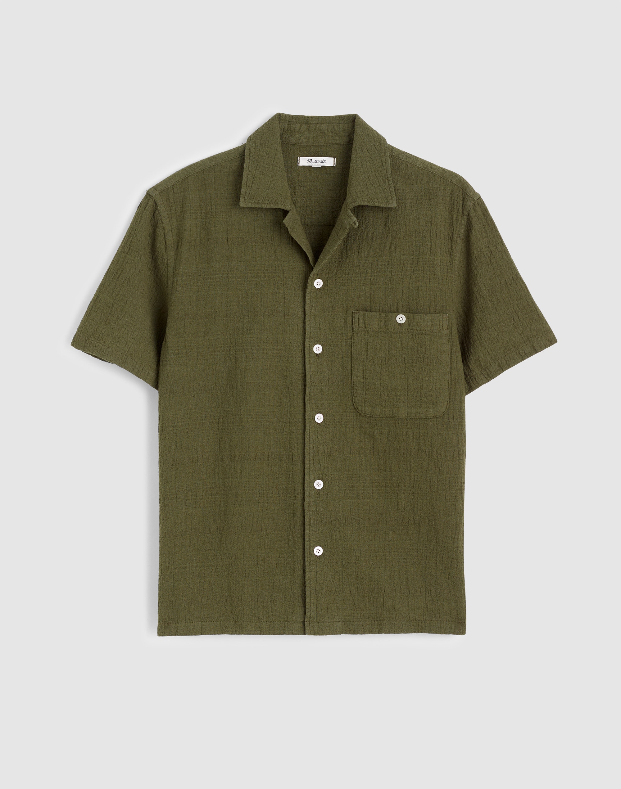 Camp-Collar Shirt in Cotton-Linen Blend