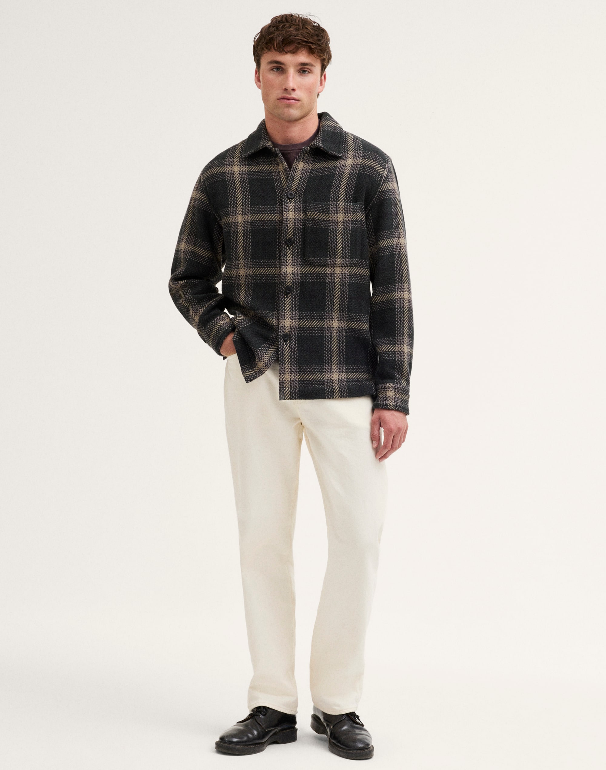 Twill Shirt-Jacket in Broken Plaid