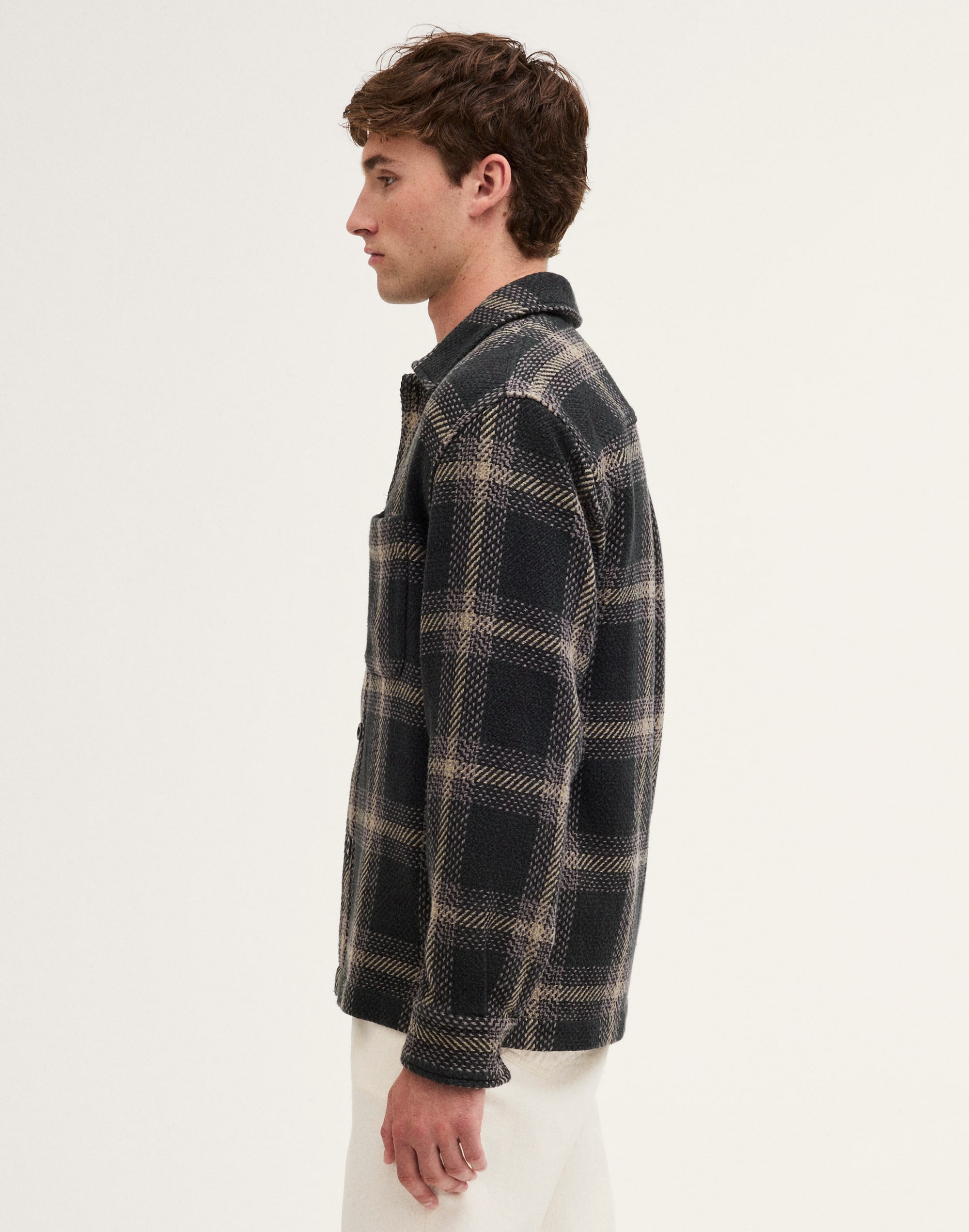 Twill Shirt-Jacket in Broken Plaid