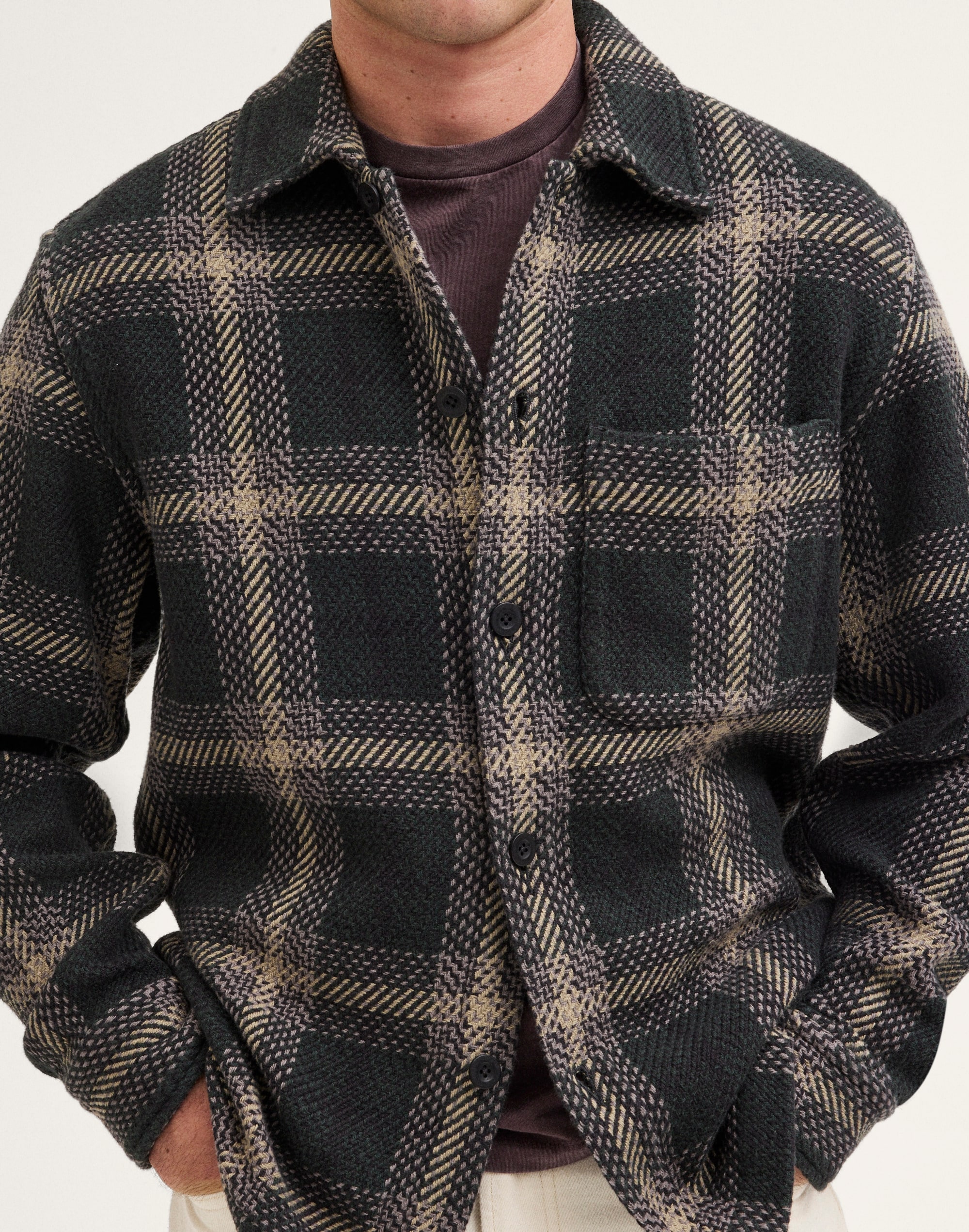 Twill Shirt-Jacket in Broken Plaid