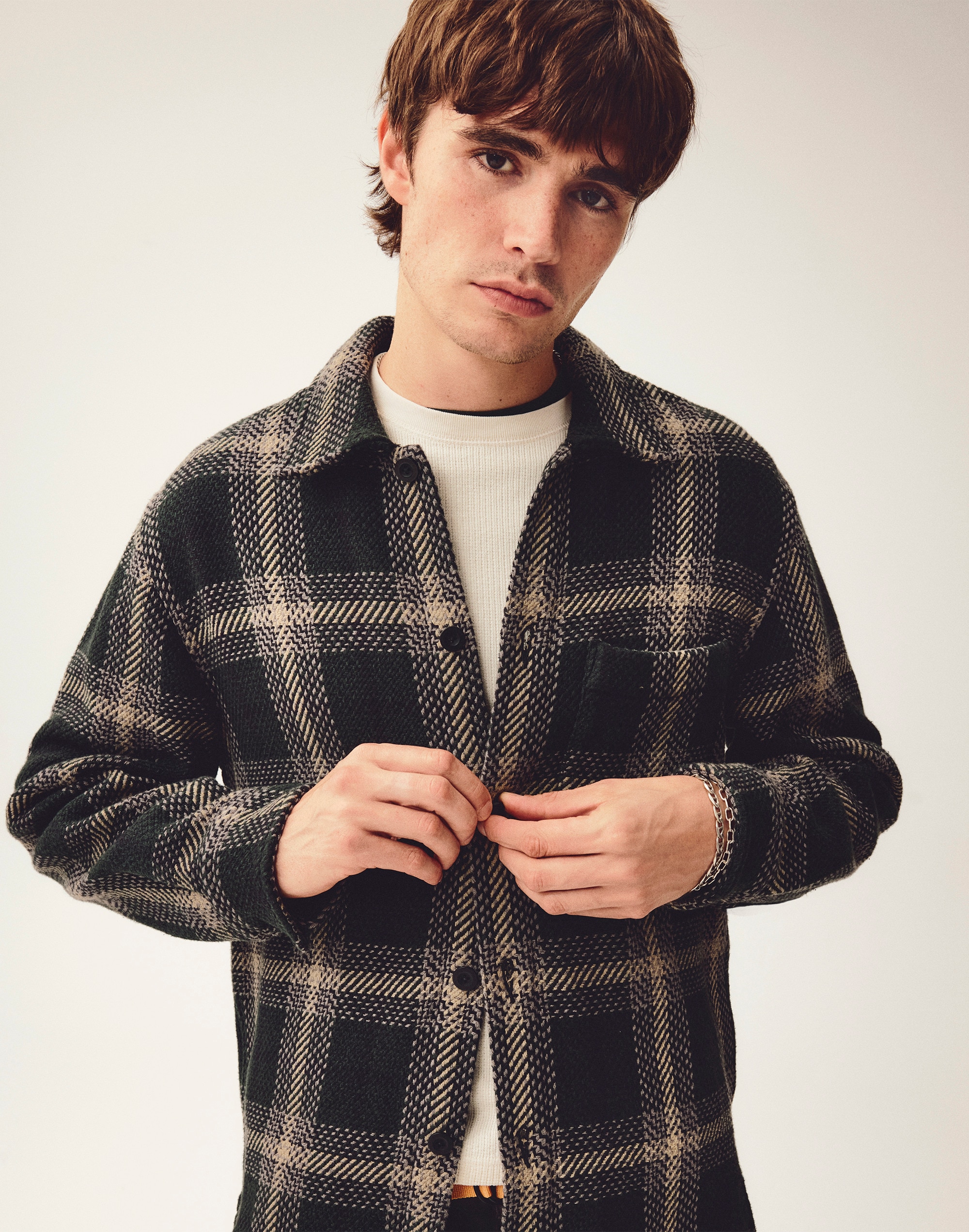 Twill Shirt-Jacket in Broken Plaid