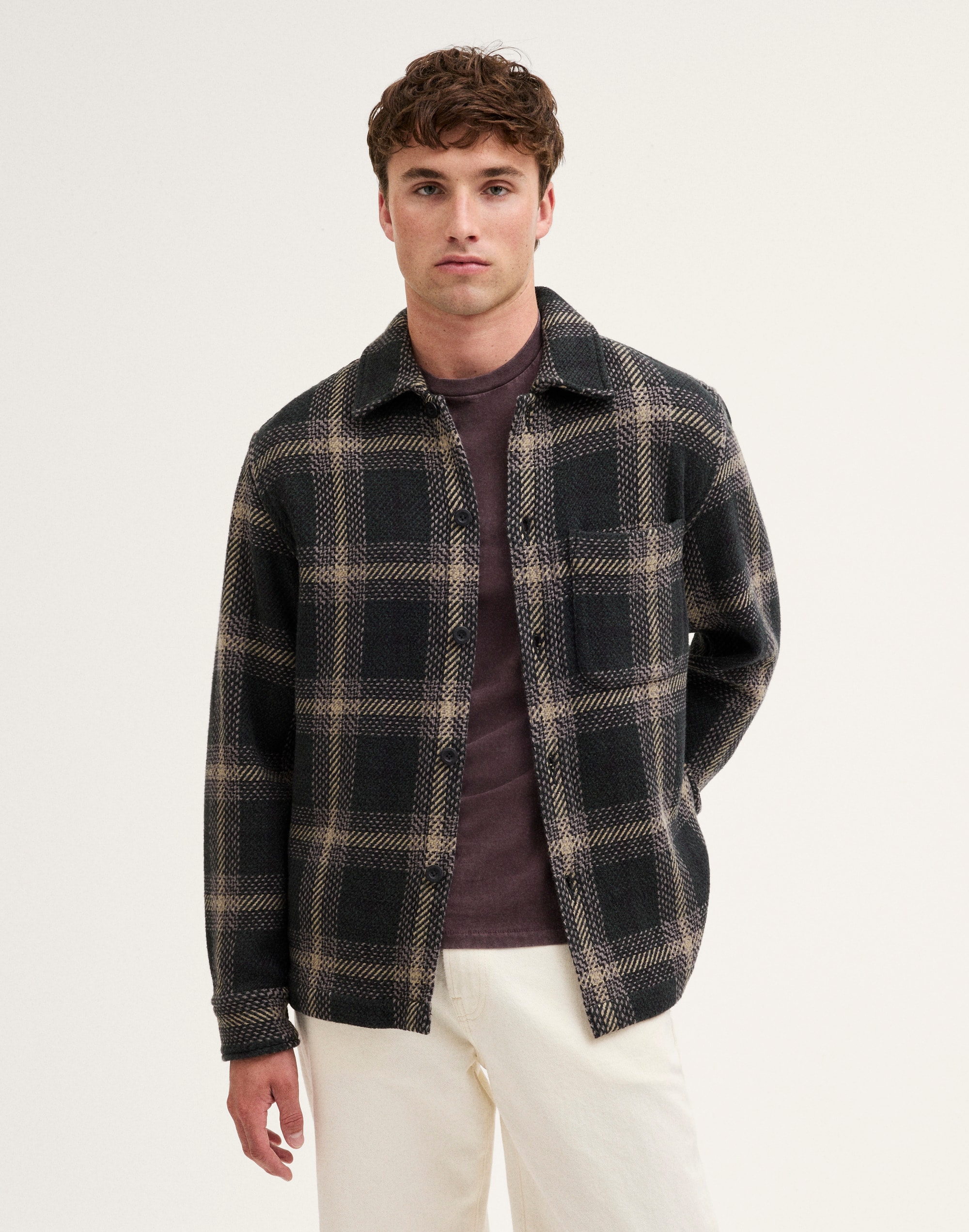 Twill Shirt-Jacket in Broken Plaid