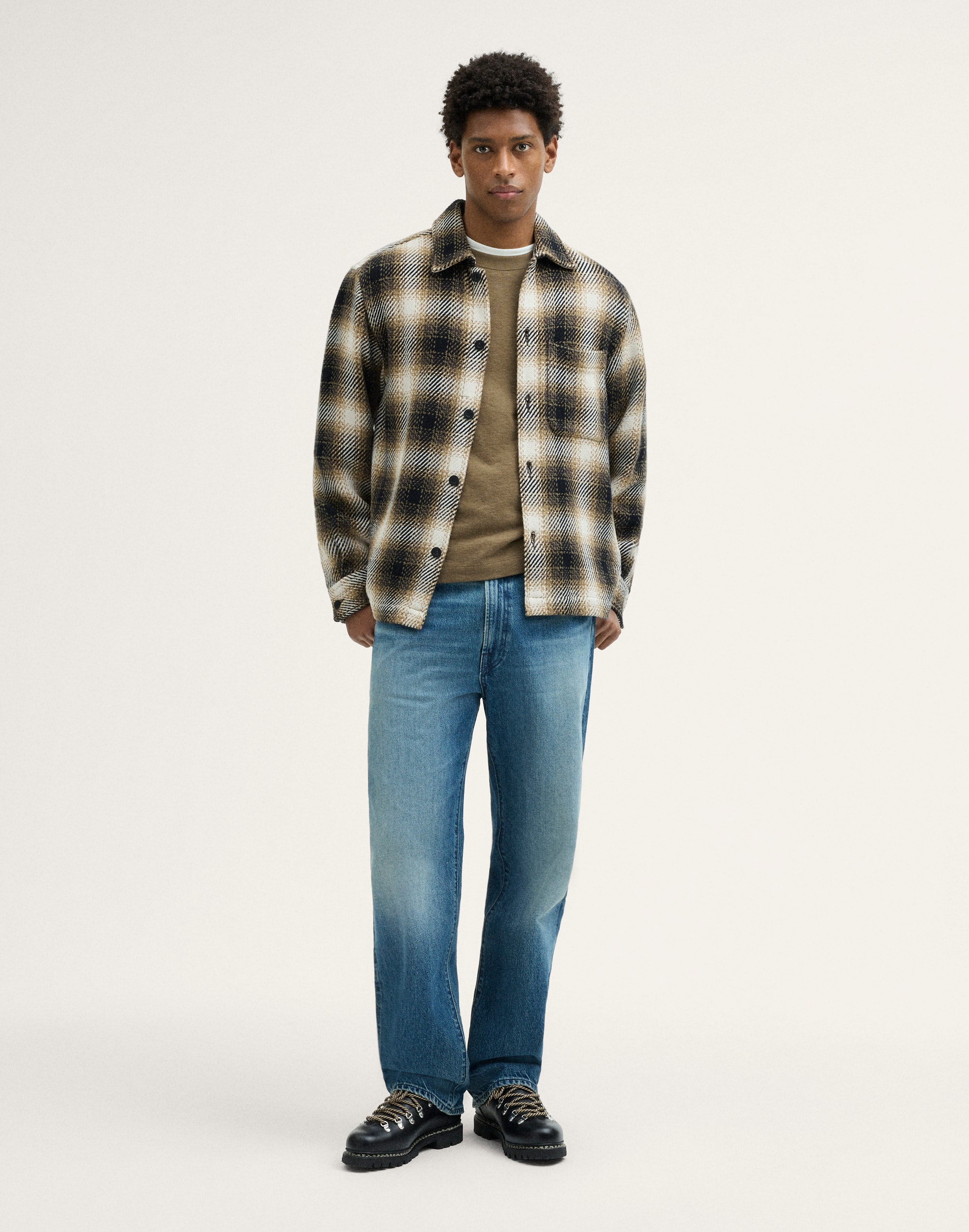 Twill Shirt-Jacket in Broken Plaid
