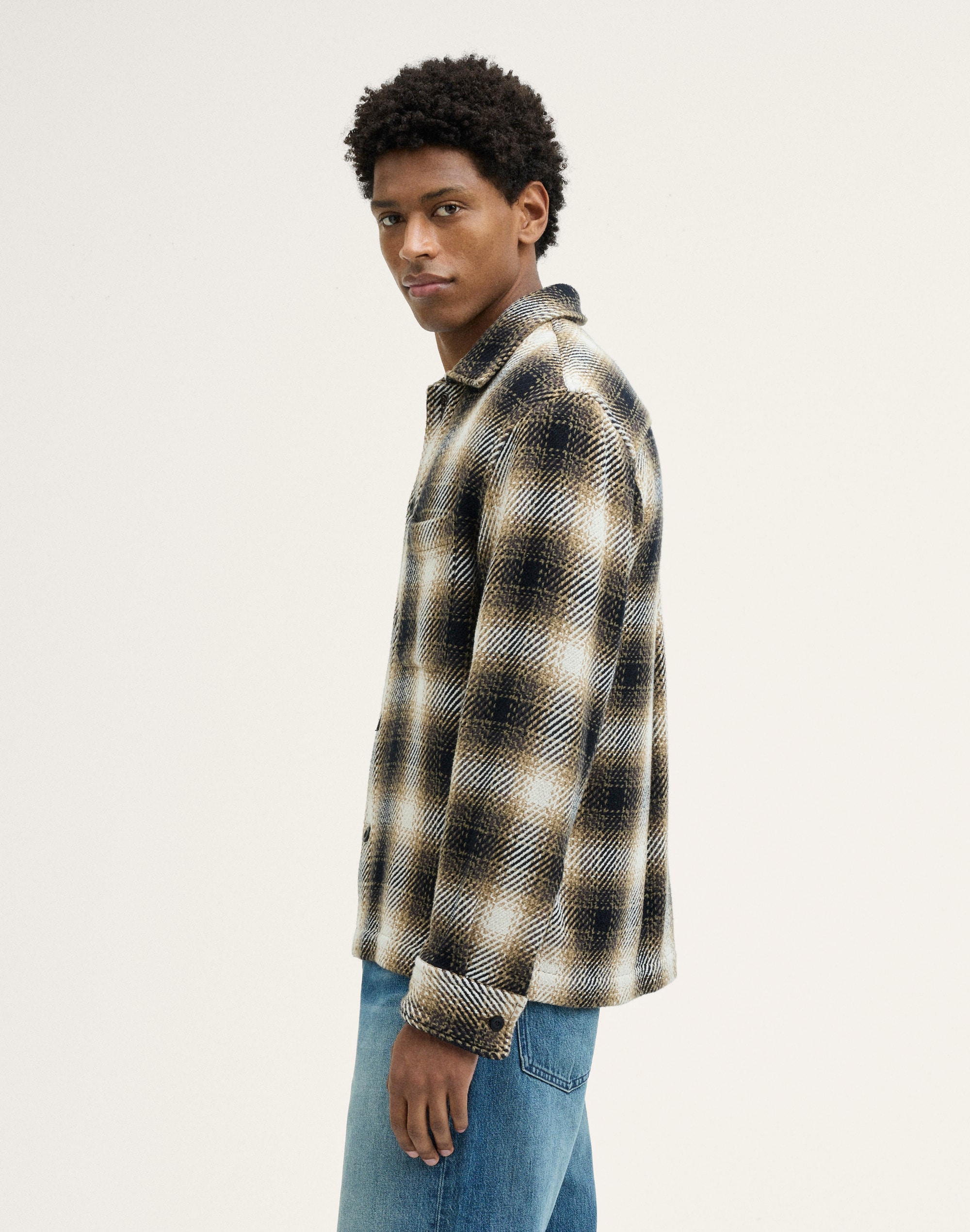 Twill Shirt-Jacket in Broken Plaid