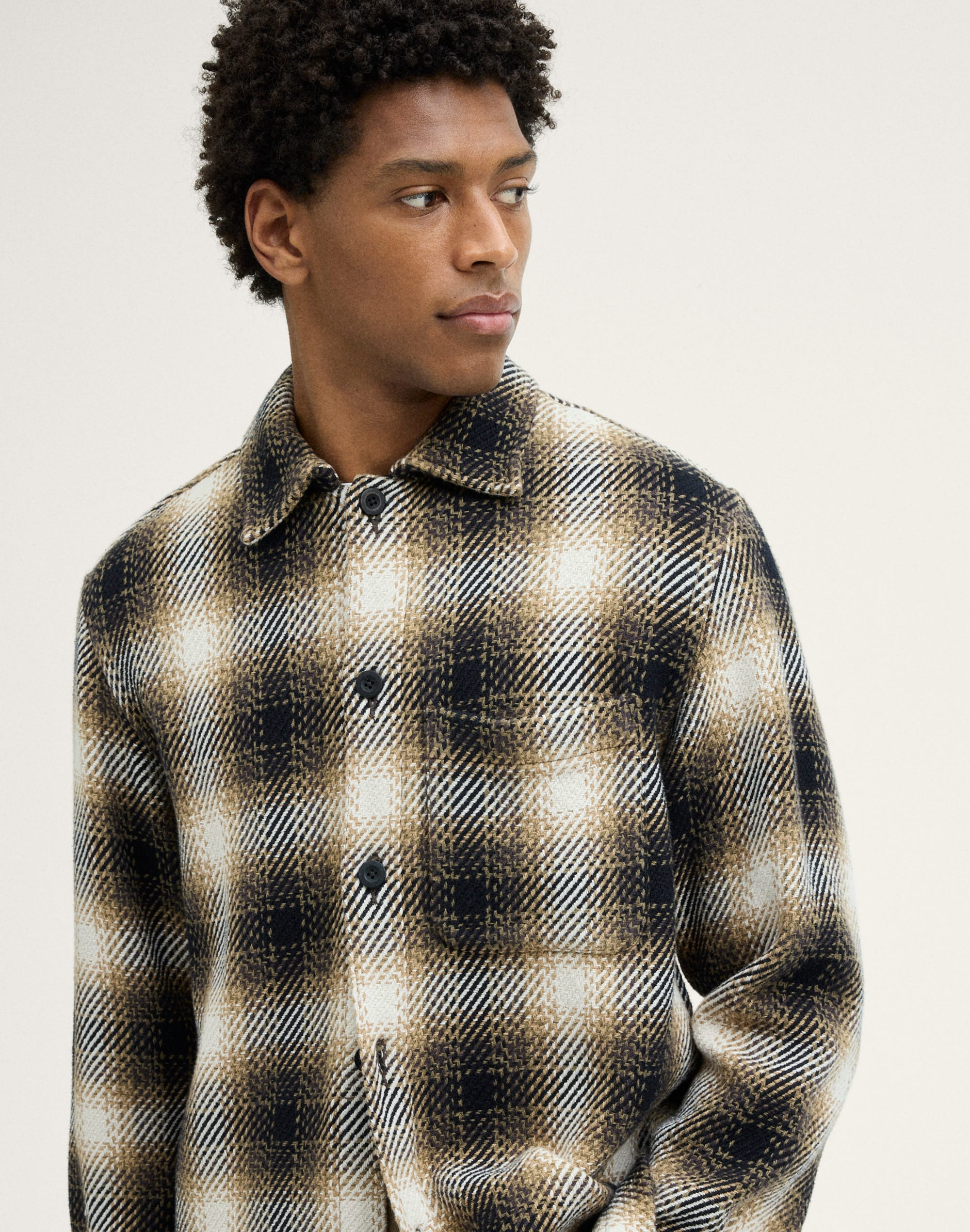 Twill Shirt-Jacket in Broken Plaid