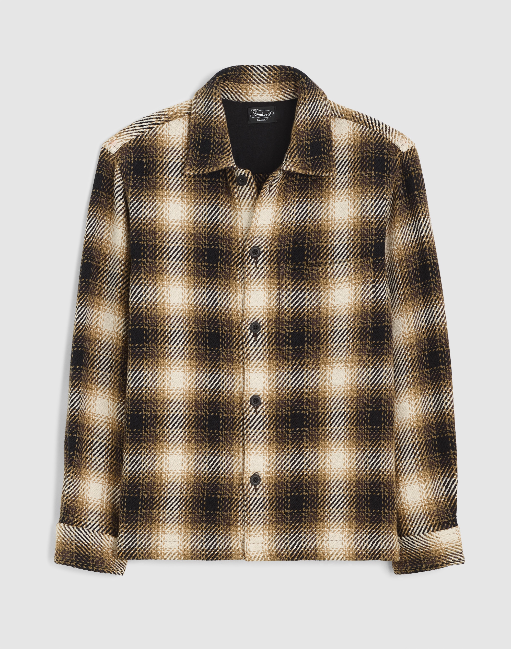 Twill Shirt-Jacket in Broken Plaid