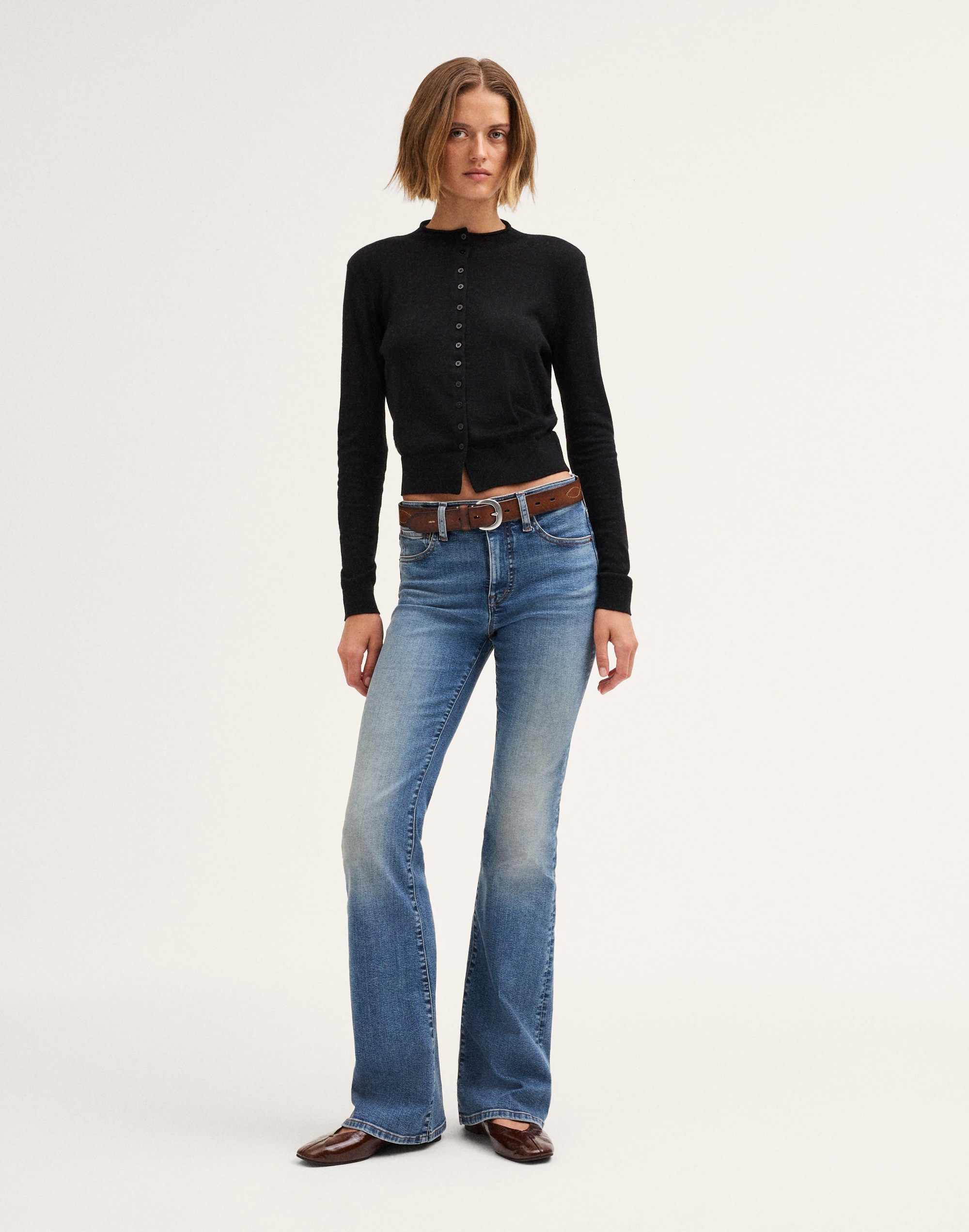 the flare jean in super stretch denim