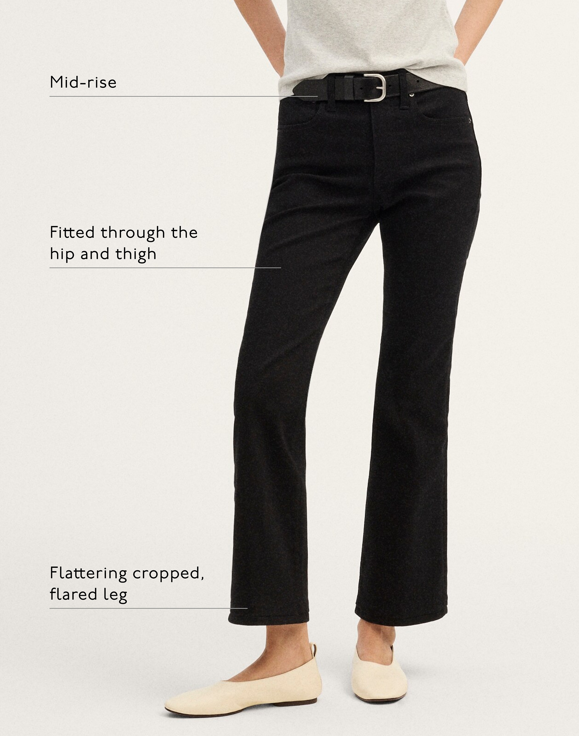The Flare Crop Jean in Super Stretch Denim