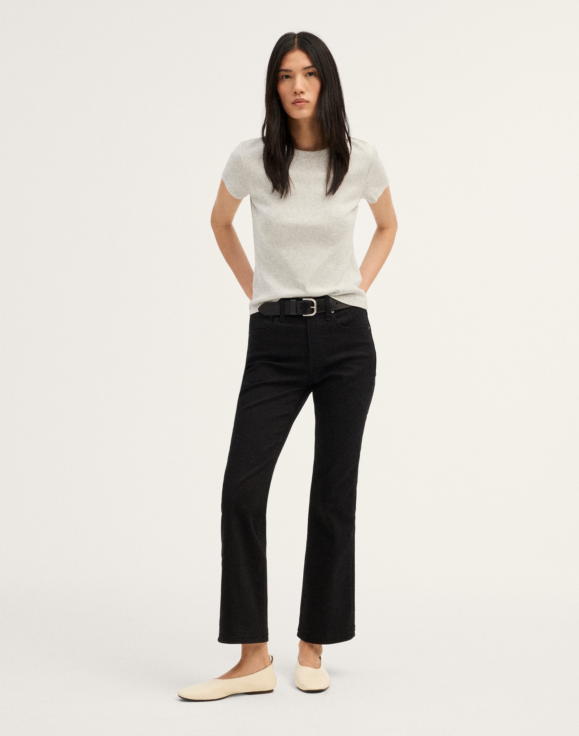 The Flare Crop Jean in Super Stretch Denim