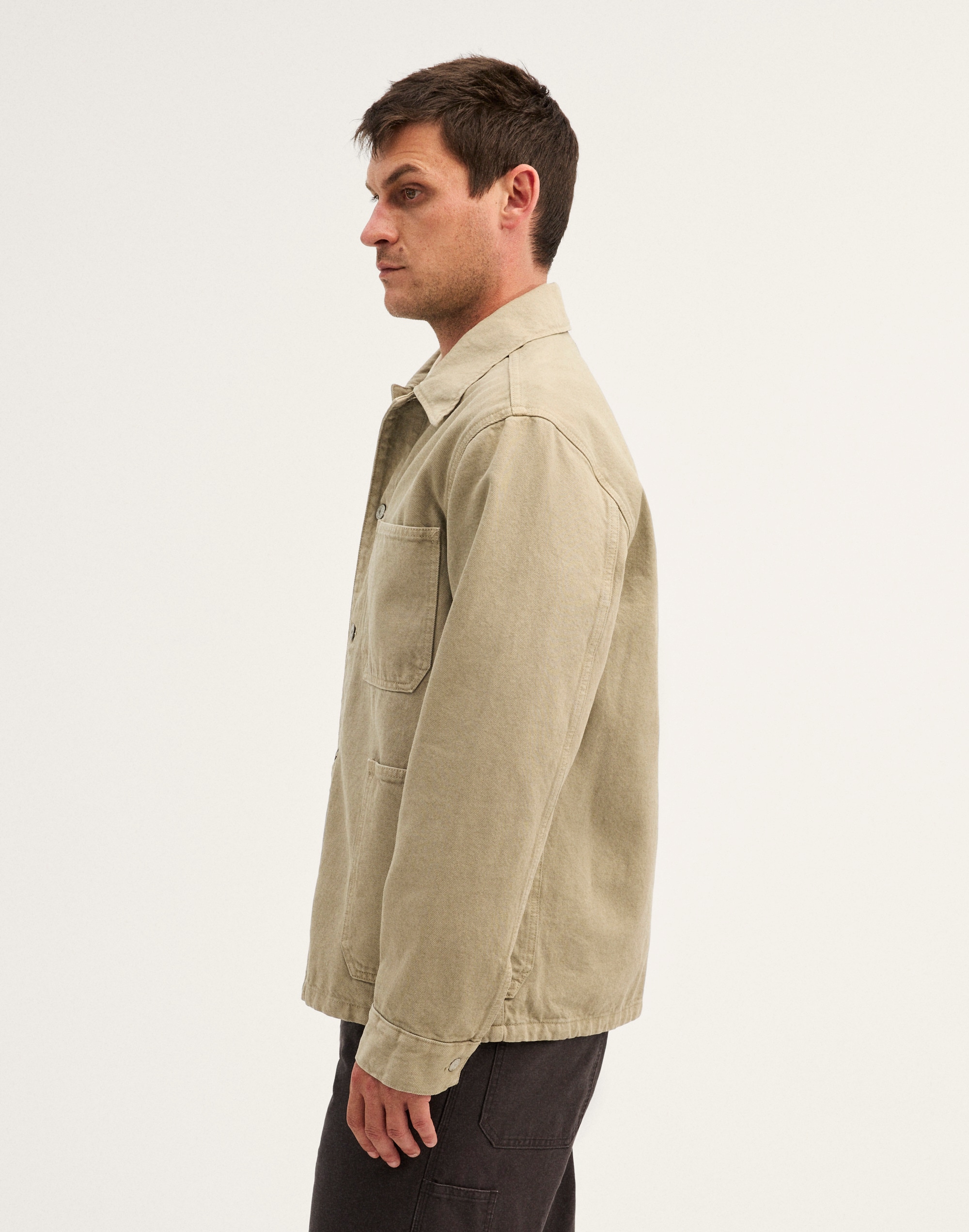 Garment-Dyed Chore Jacket in Denim