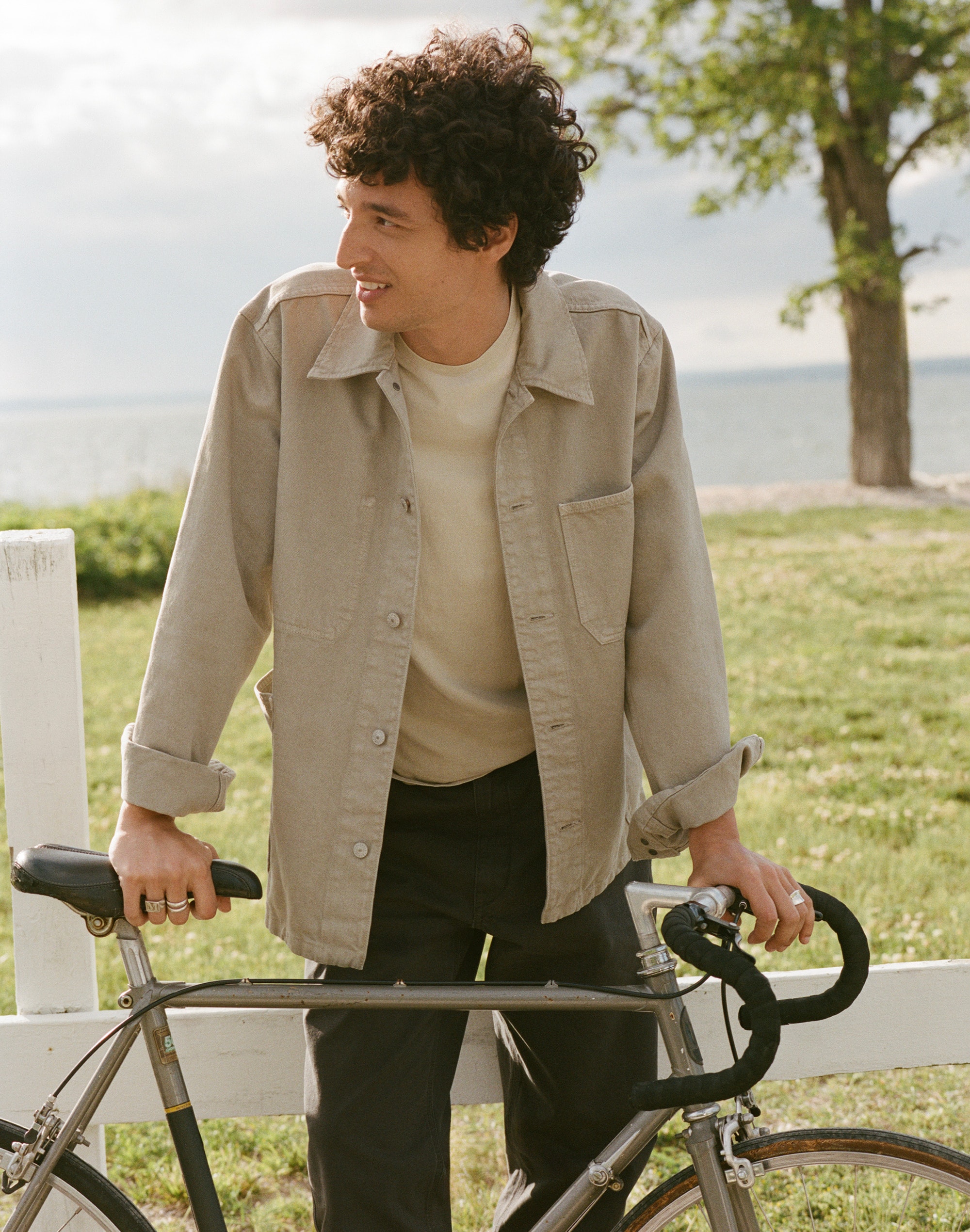 Garment-Dyed Chore Jacket in Denim