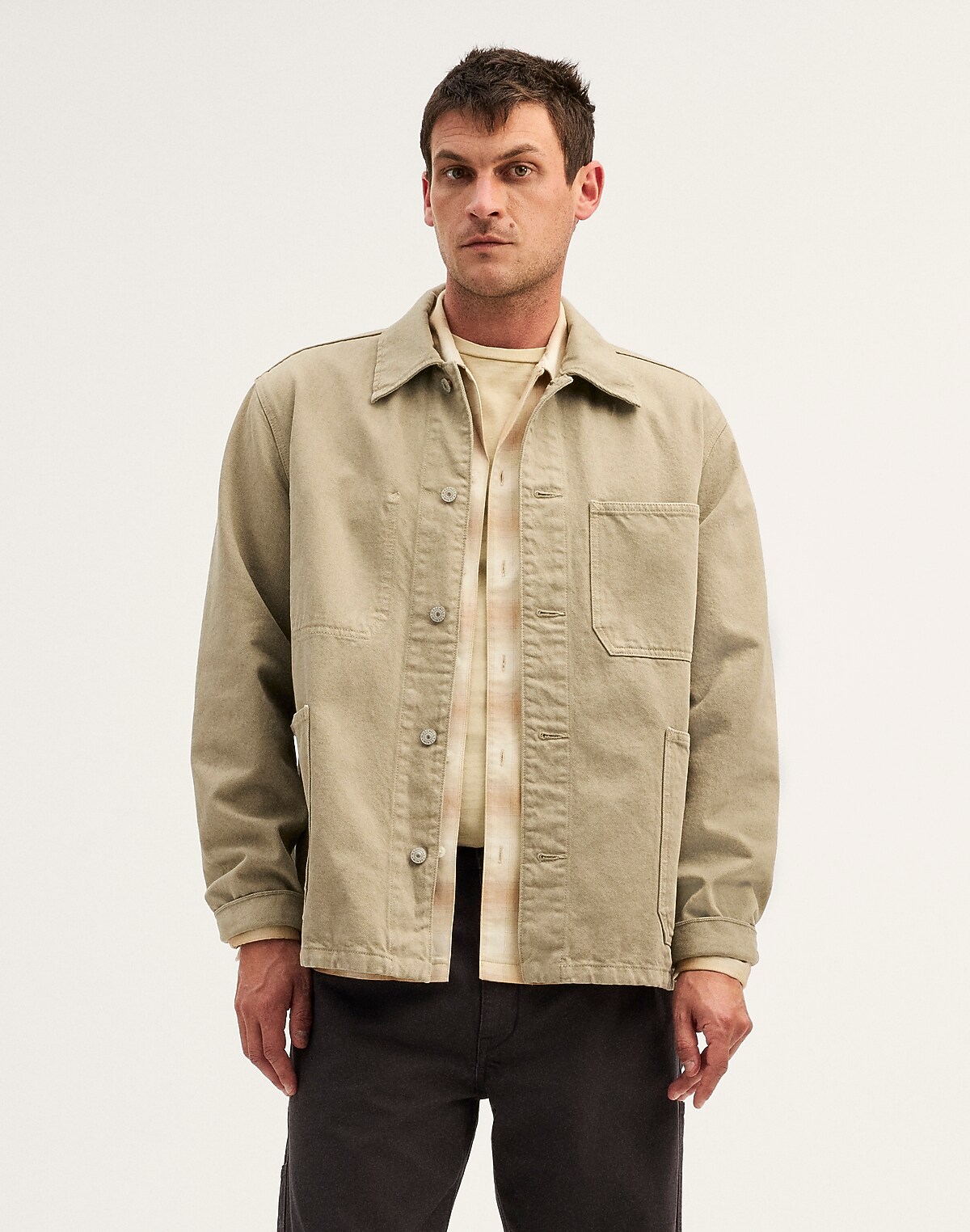 Garment-Dyed Chore Jacket in Denim