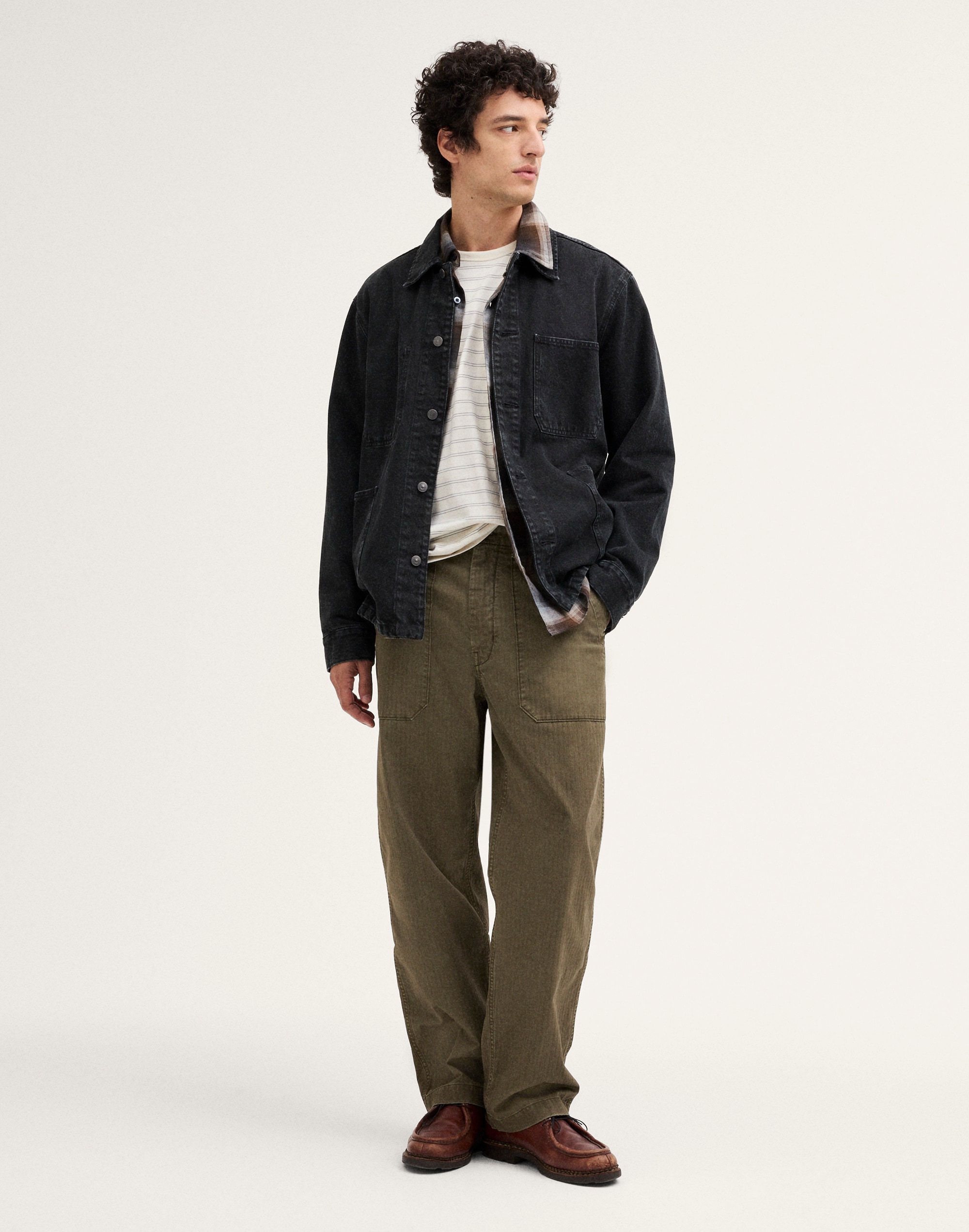 Garment-Dyed Chore Jacket in Denim