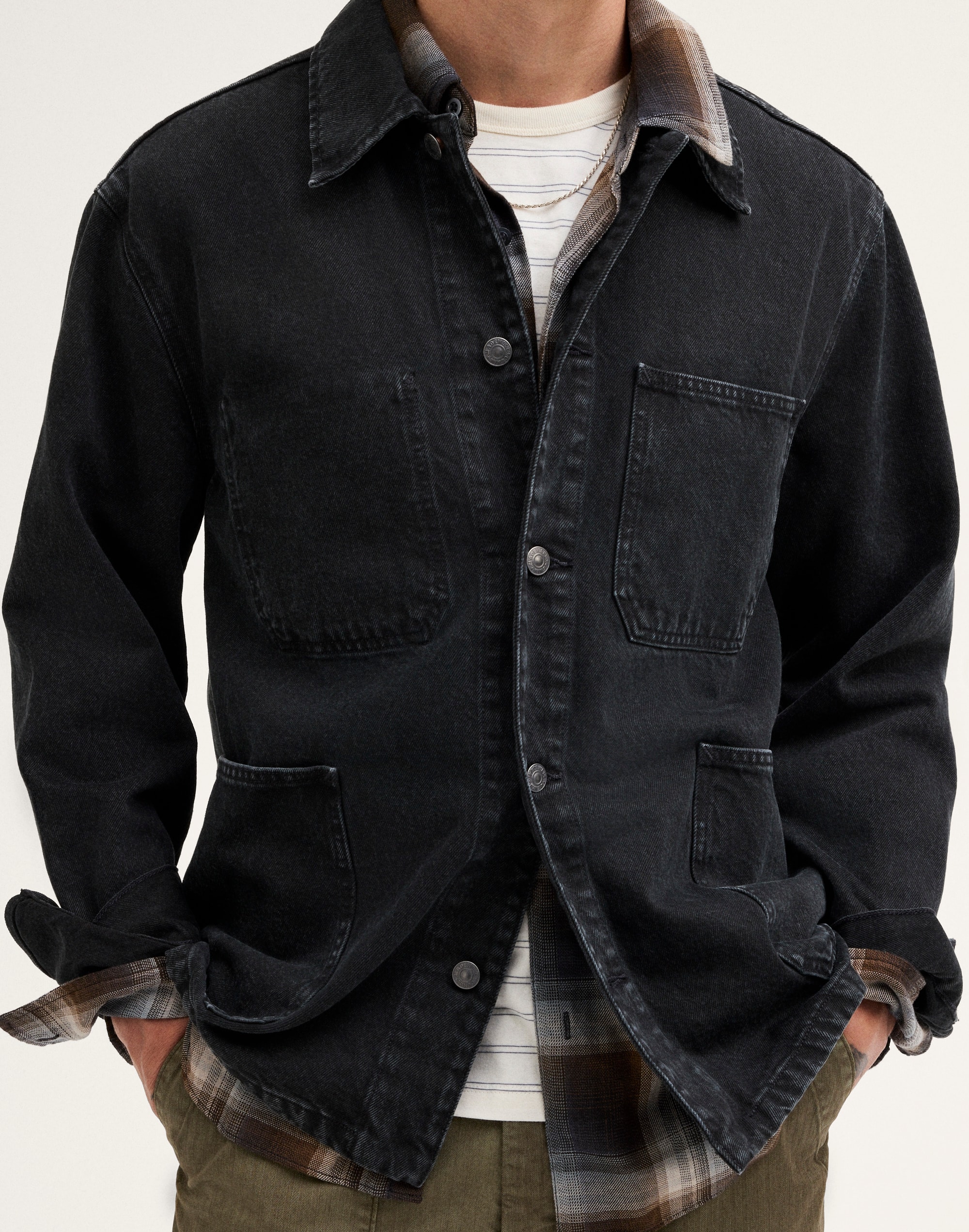 Garment-Dyed Chore Jacket in Denim