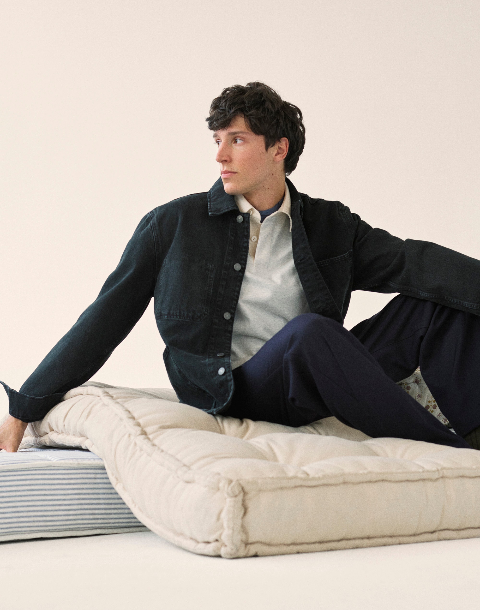 Garment-Dyed Chore Jacket in Denim