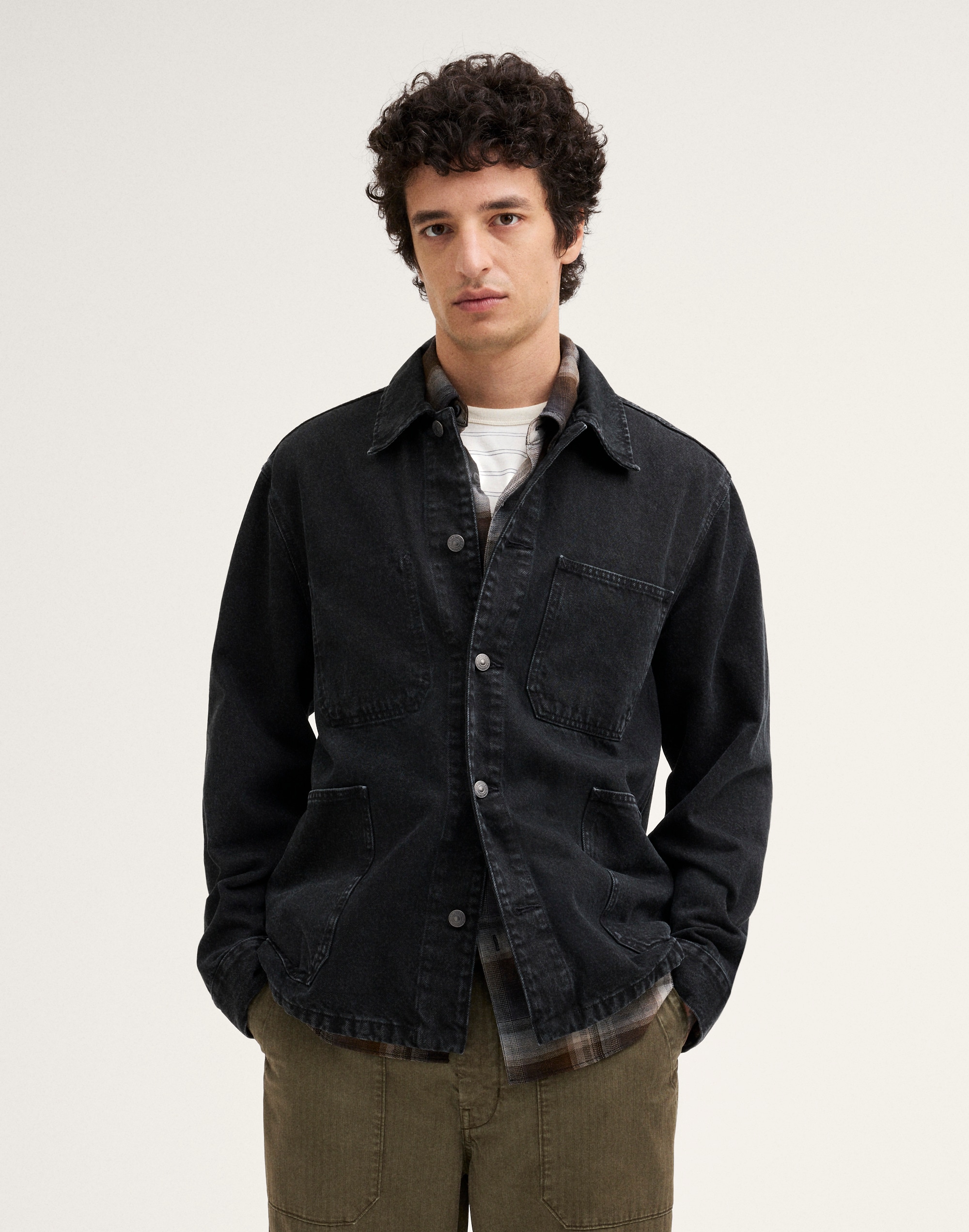 Garment-Dyed Chore Jacket in Denim