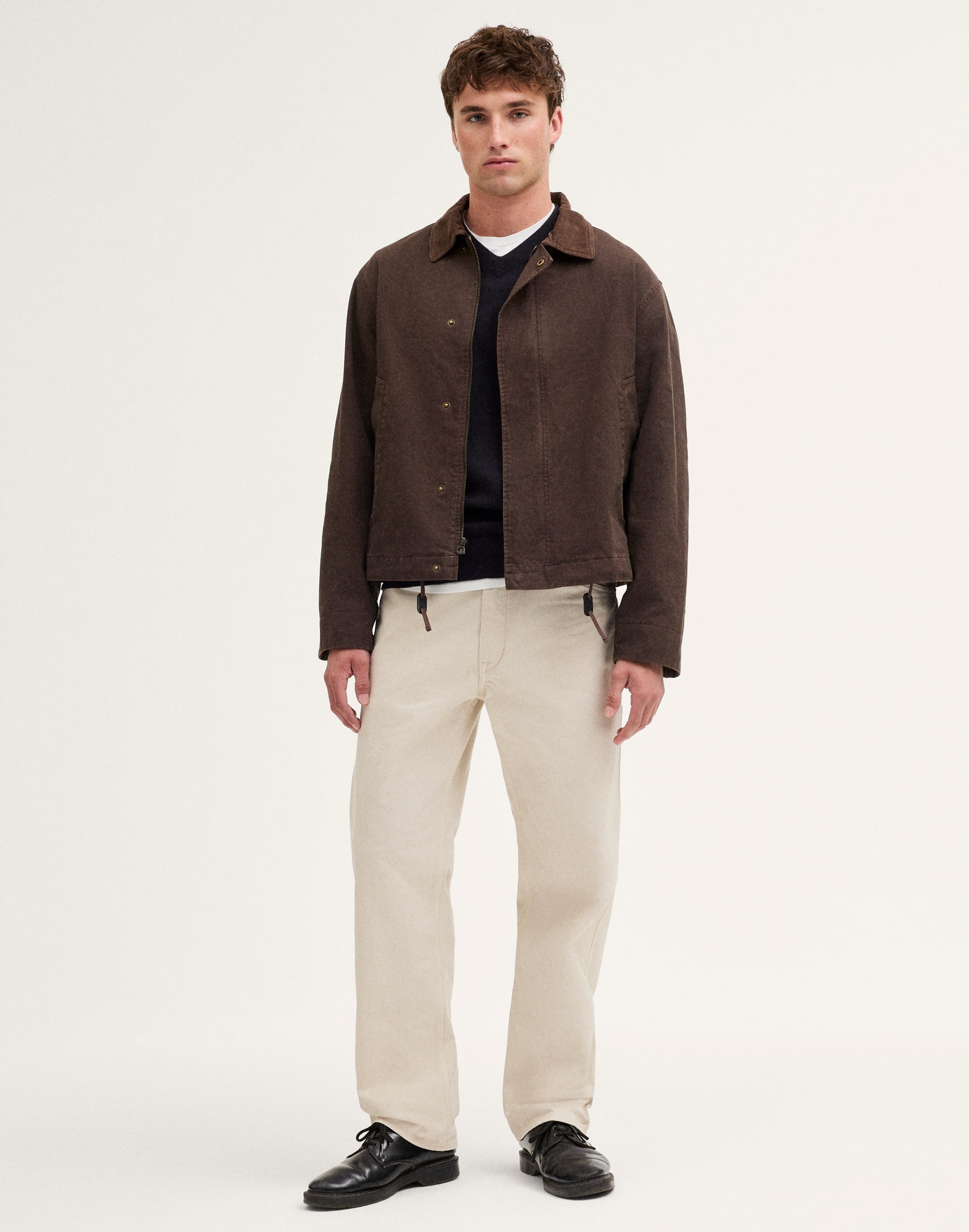 Cord-Collar Zip Jacket