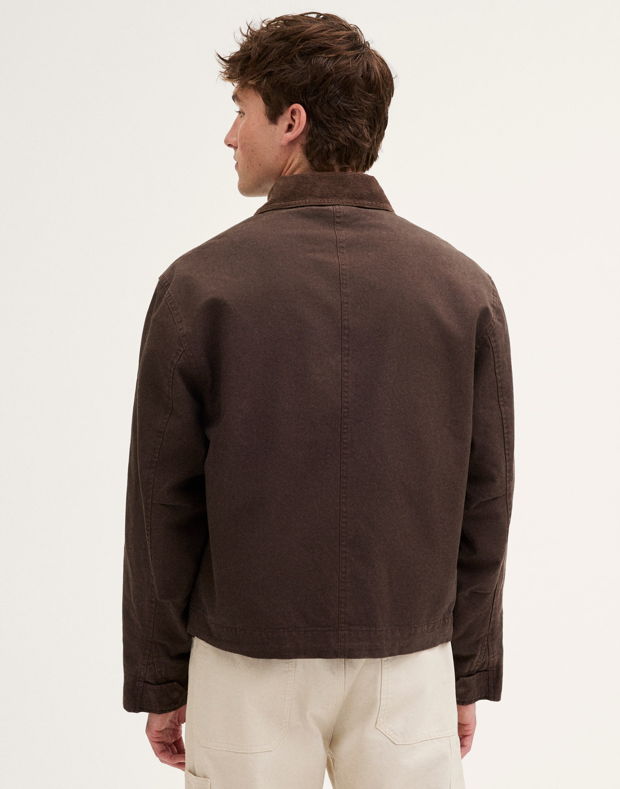 Cord-Collar Zip Jacket