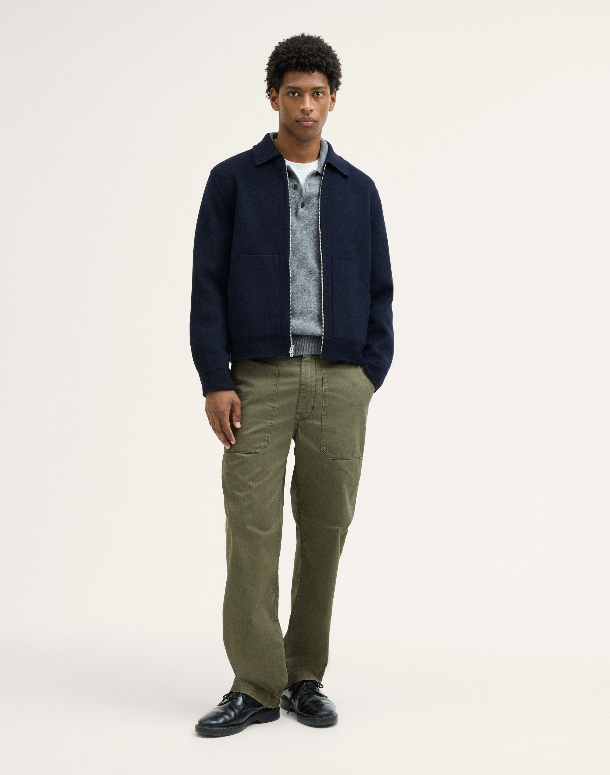Unlined Zip Jacket in Wool Blend