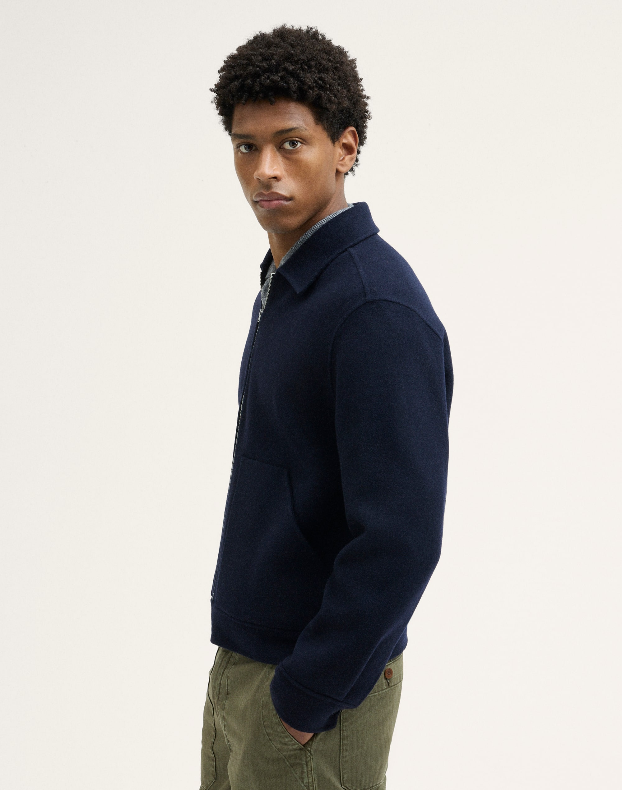 Unlined Zip Jacket in Wool Blend