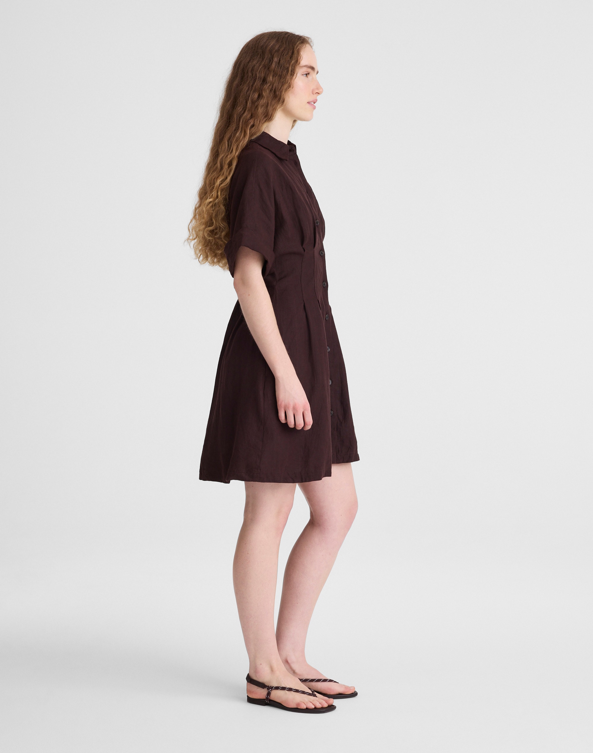 The Perry Mini Shirtdress in 100% Linen