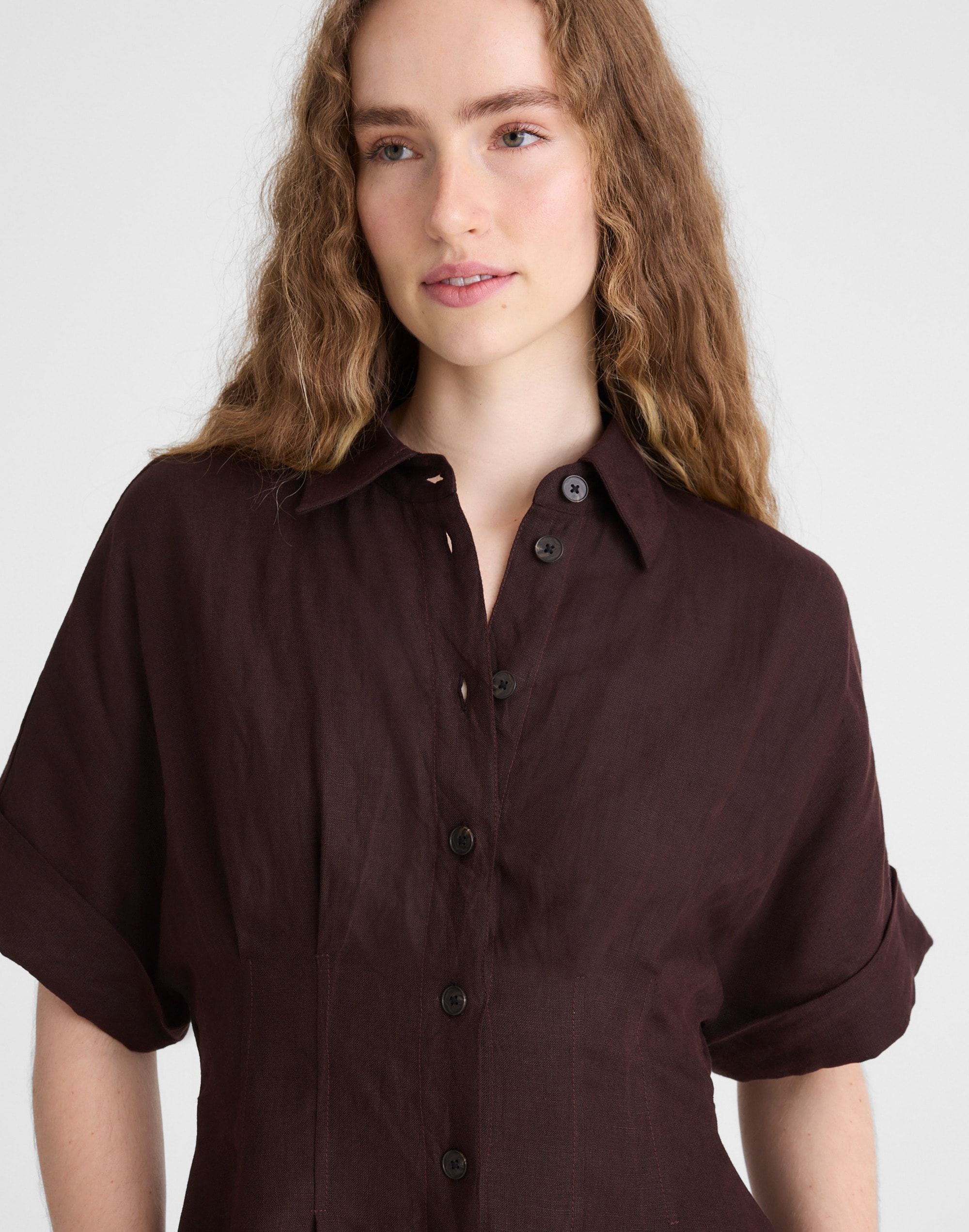The Perry Mini Shirtdress in 100% Linen