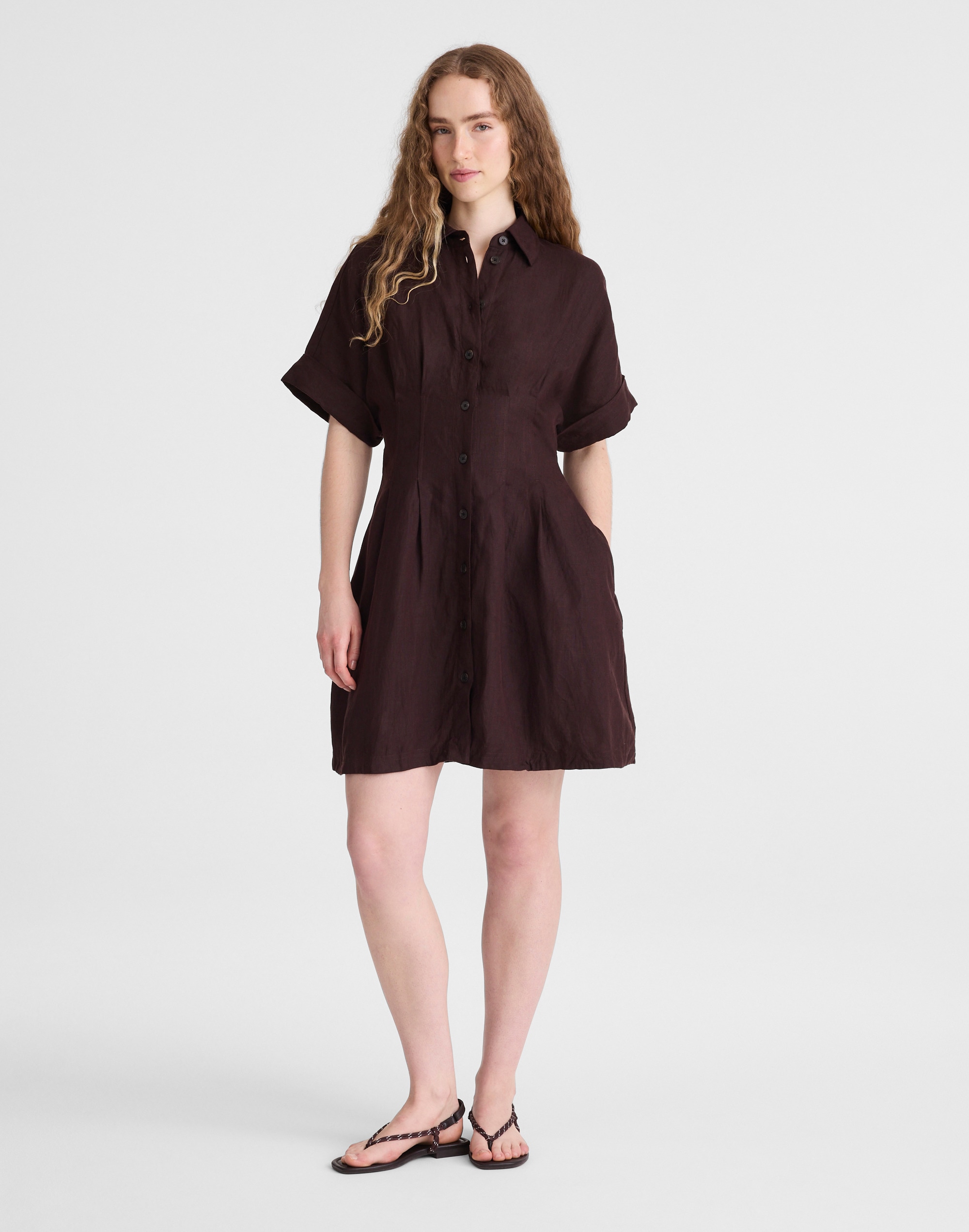 The Perry Mini Shirtdress in 100% Linen