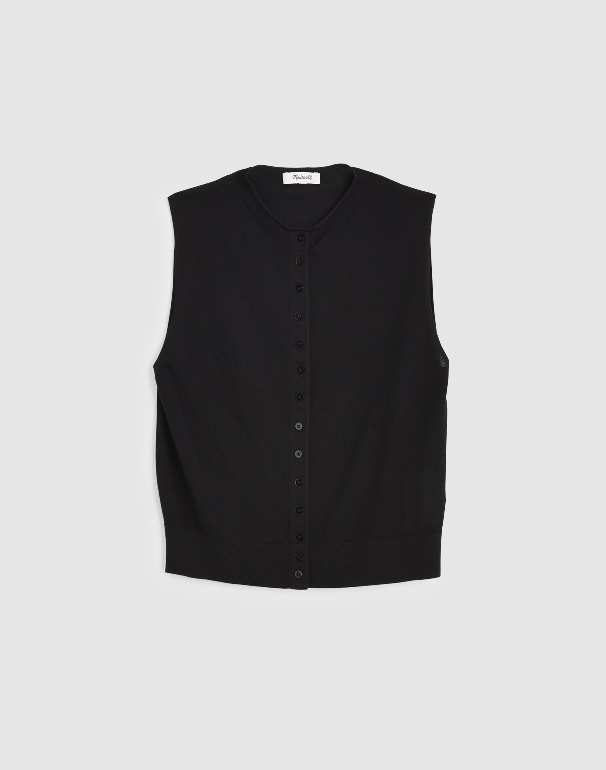 Button-Front Sleeveless Cardigan