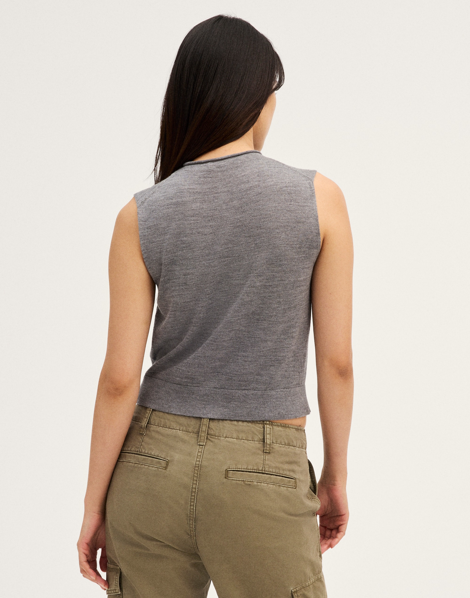 Button-Front Sleeveless Cardigan