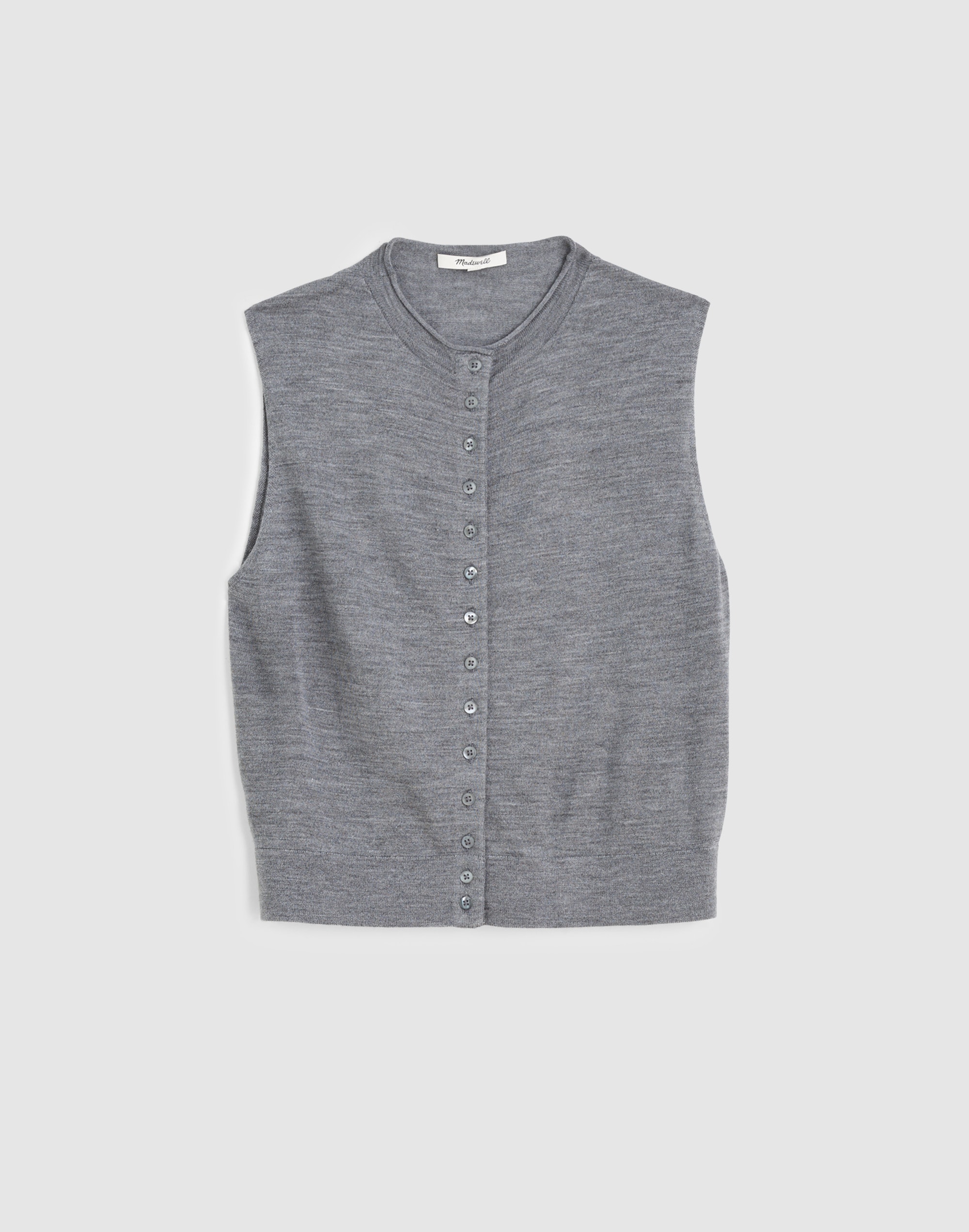Button-Front Sleeveless Cardigan