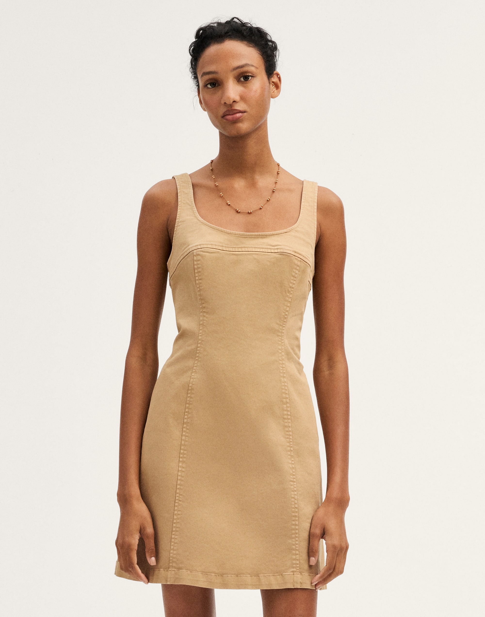 Seamed Squareneck Mini Dress
