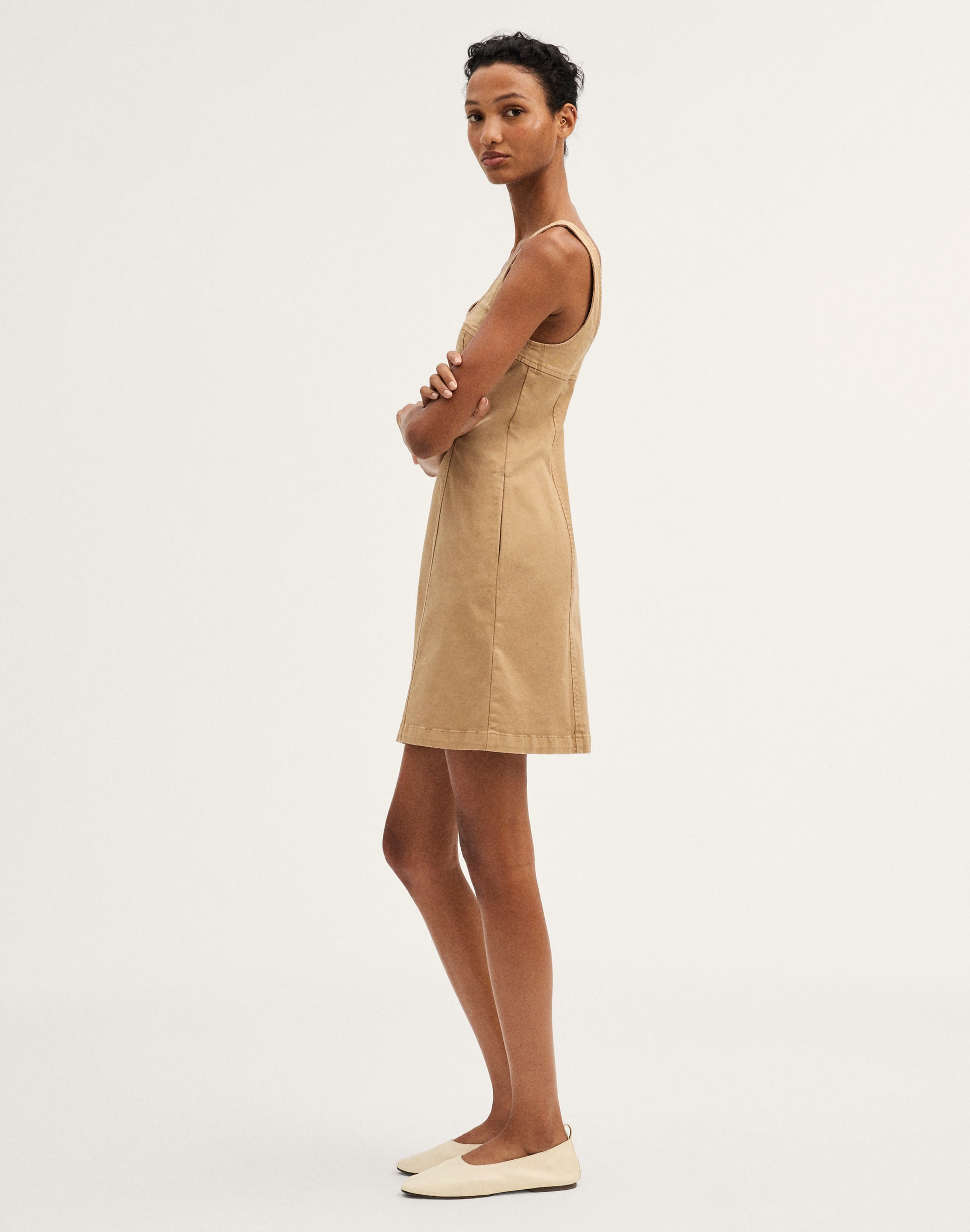 Seamed Squareneck Mini Dress
