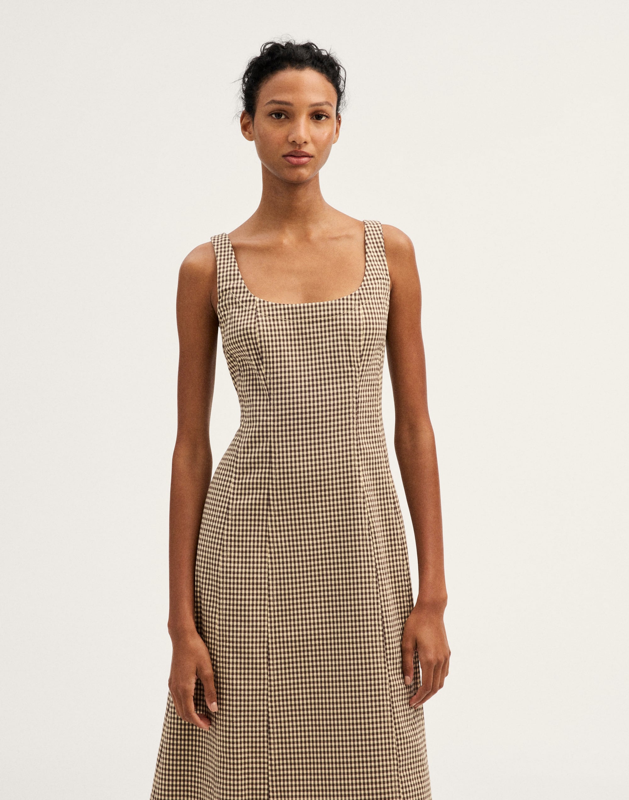 Seamed Scoopneck Midi Dress