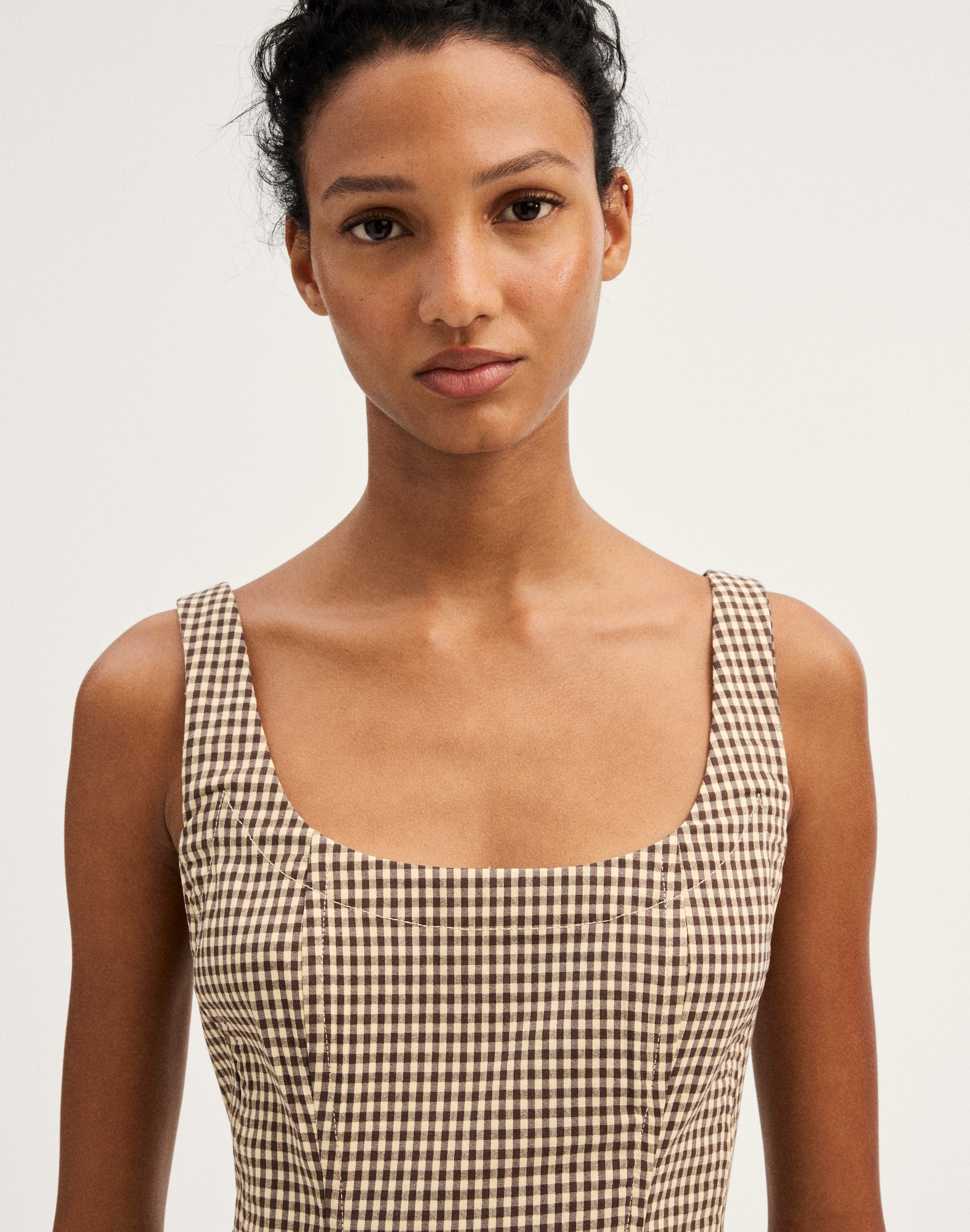 Seamed Scoopneck Midi Dress