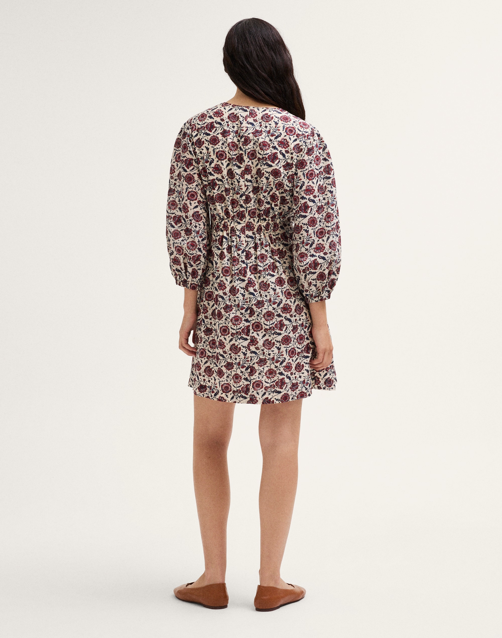 V-Neck Pintuck Mini Dress