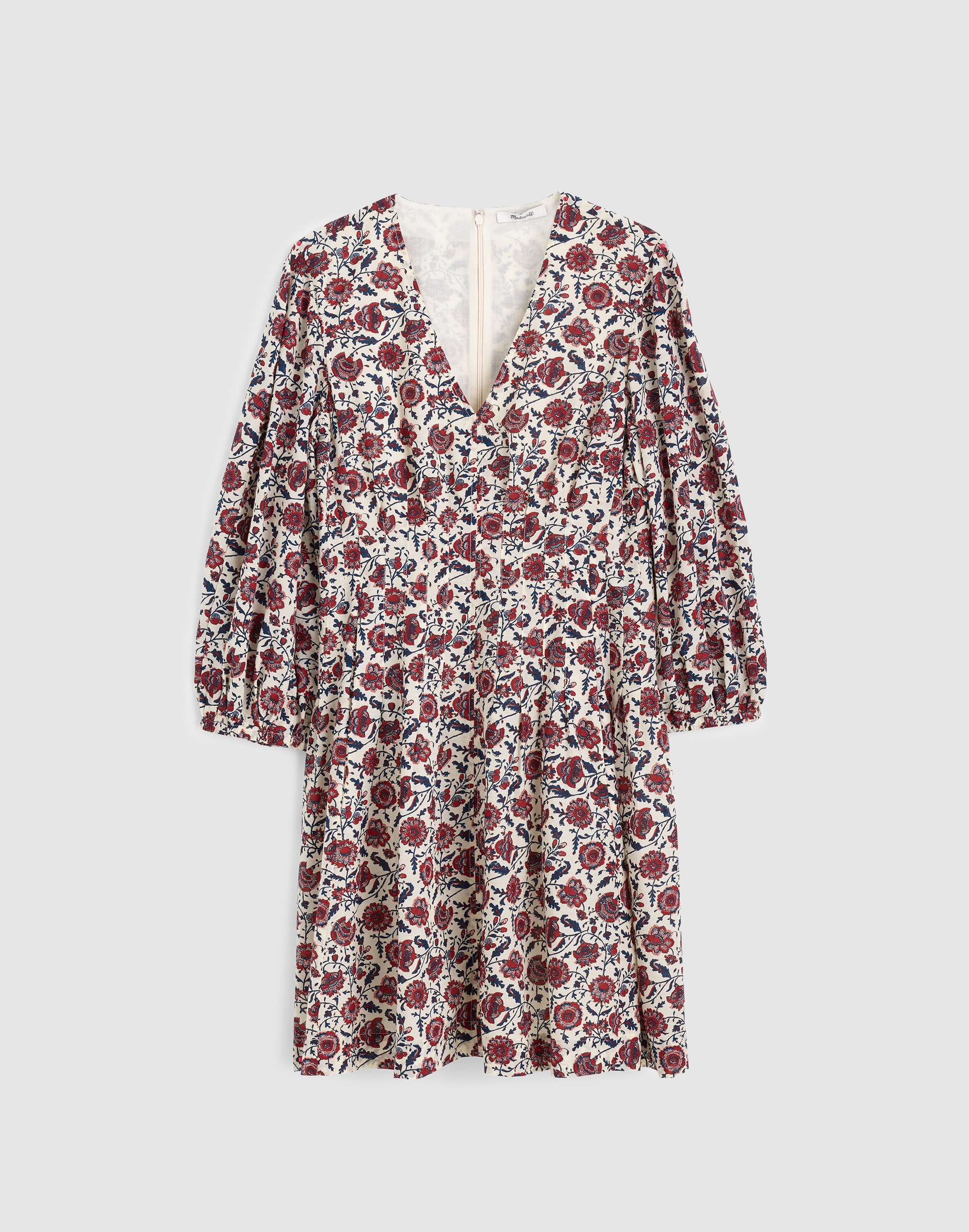 V-Neck Pintuck Mini Dress