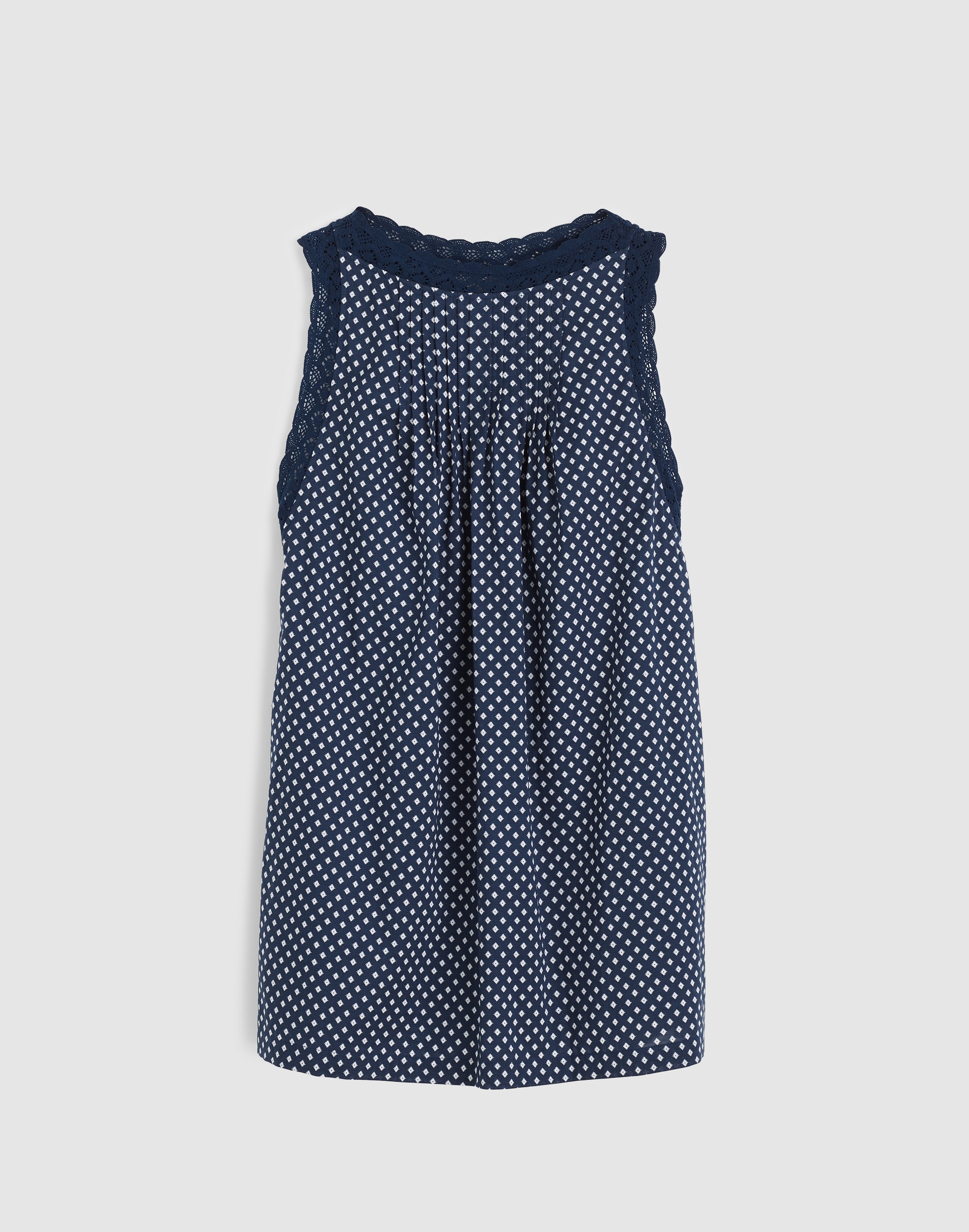 Crochet-Trim Boatneck Mini Dress