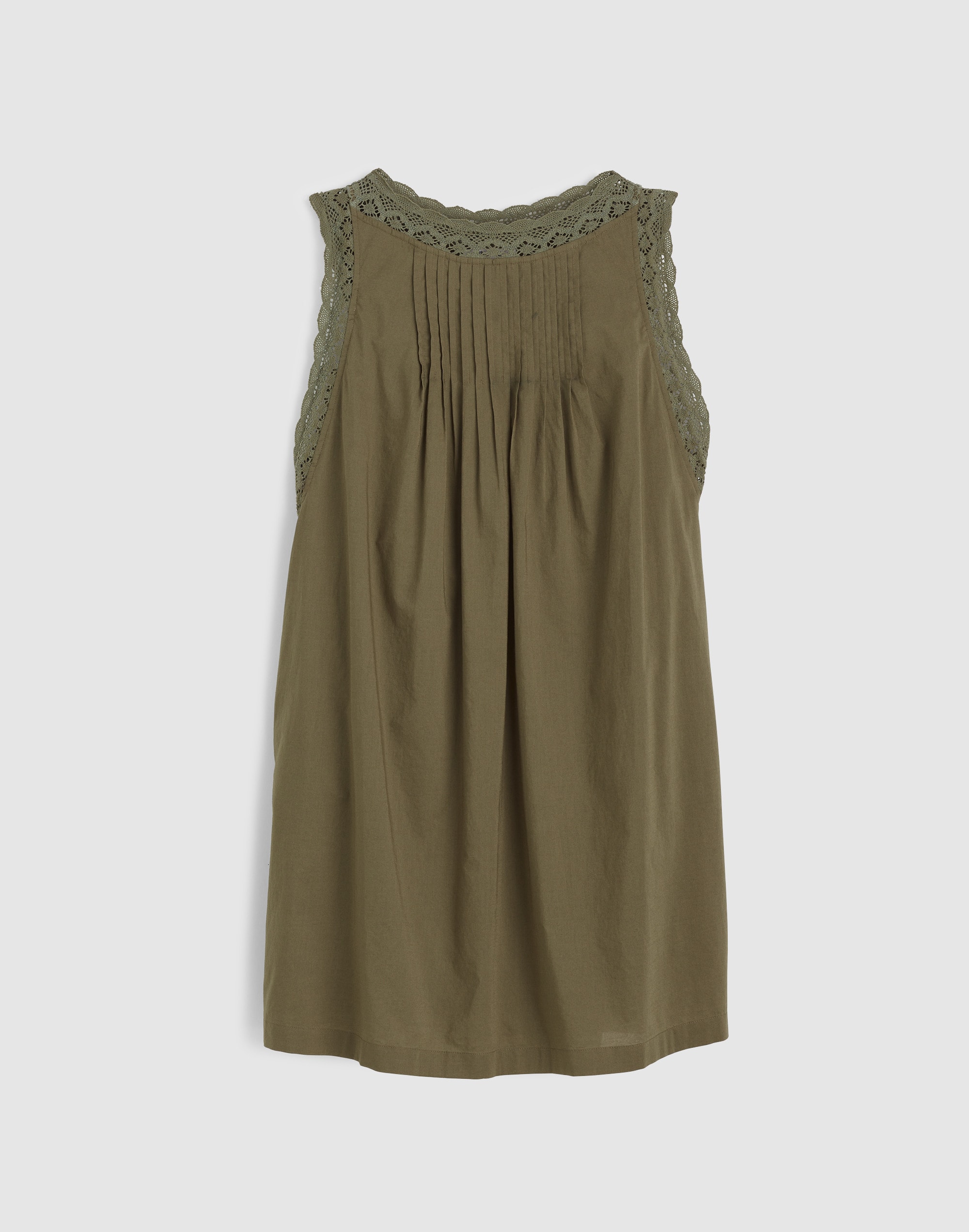 Crochet-Trim Boatneck Mini Dress