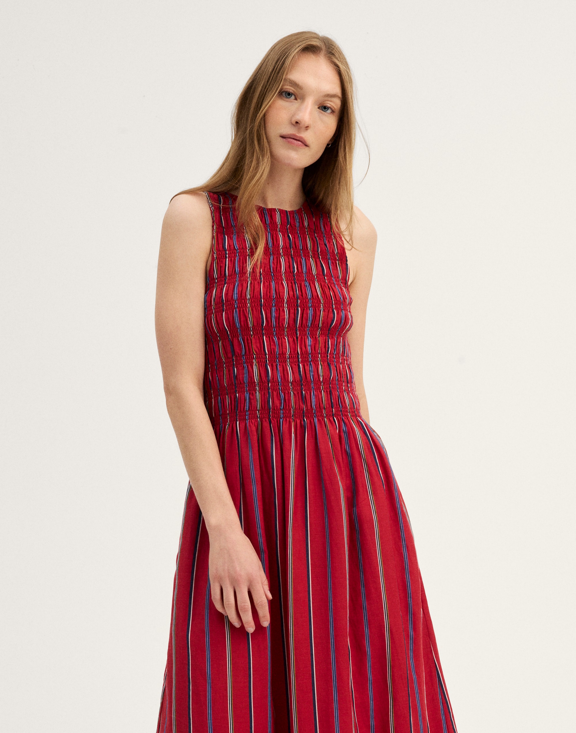 Smocked Racerback Midi Dress