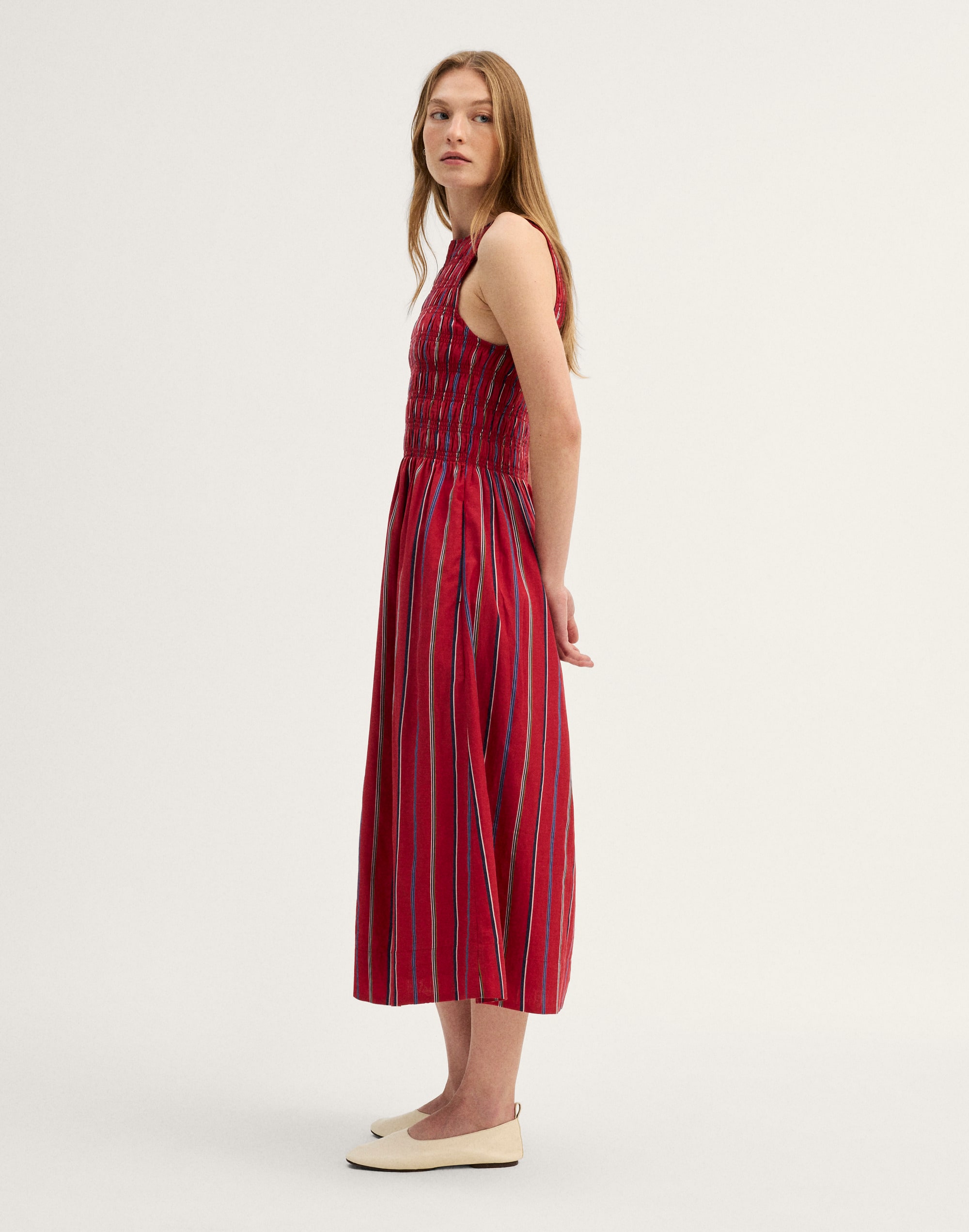 Smocked Racerback Midi Dress