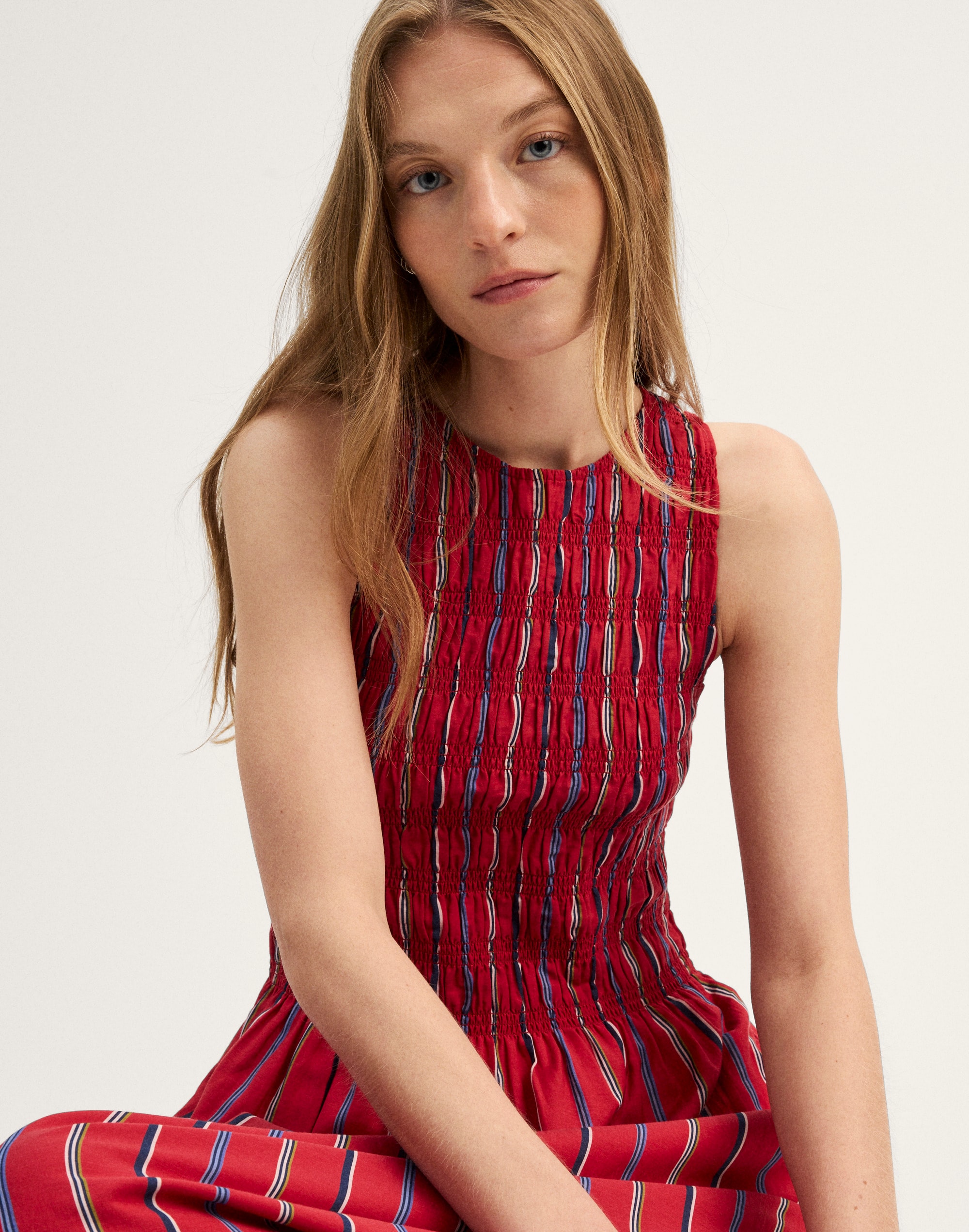 Smocked Racerback Midi Dress