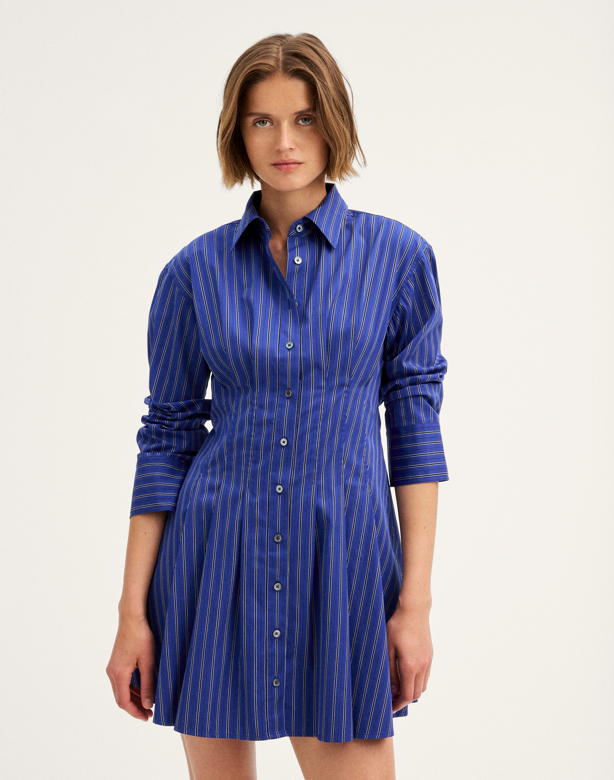 Seamed Mini Shirtdress