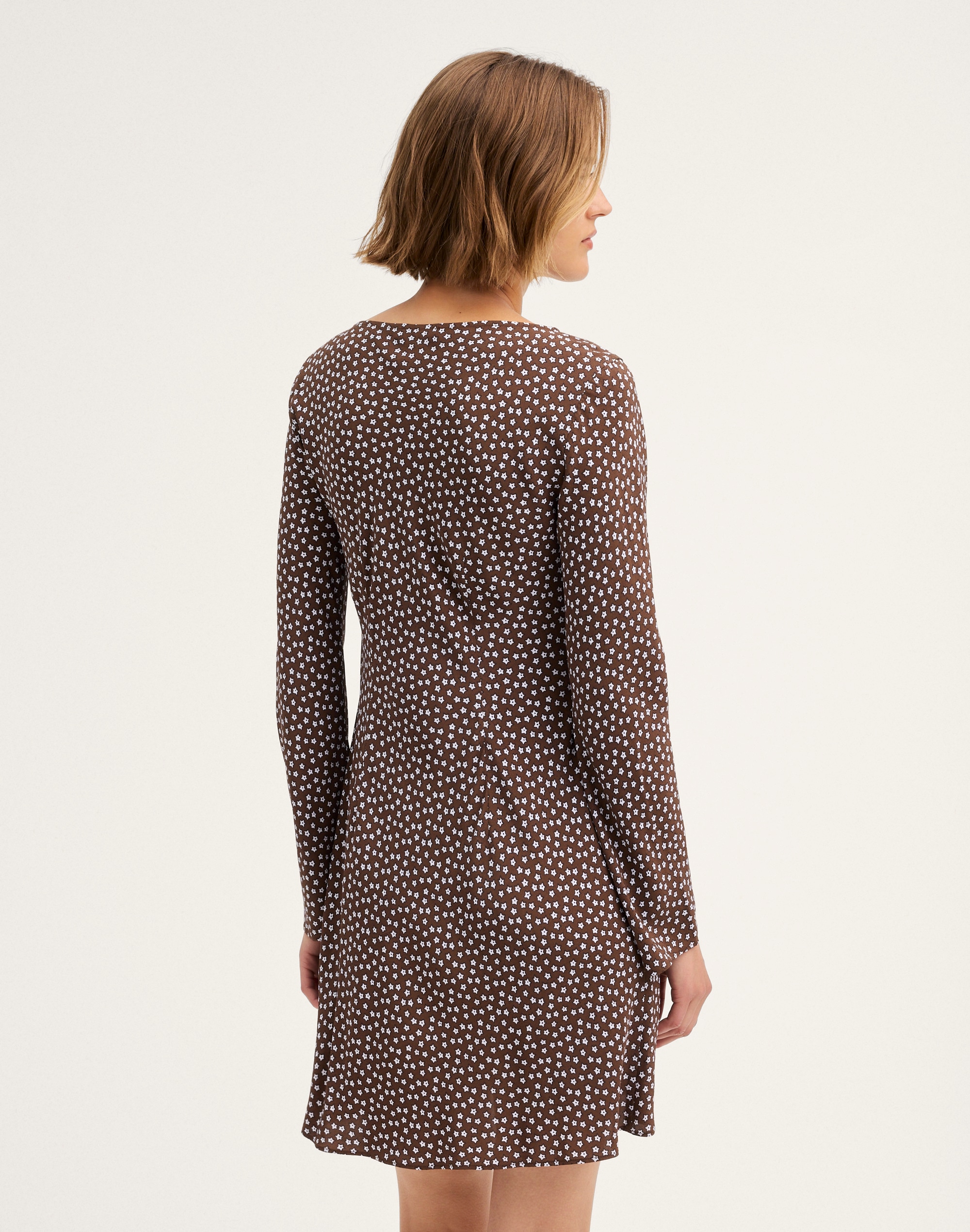 Long-Sleeve Boatneck Mini Dress