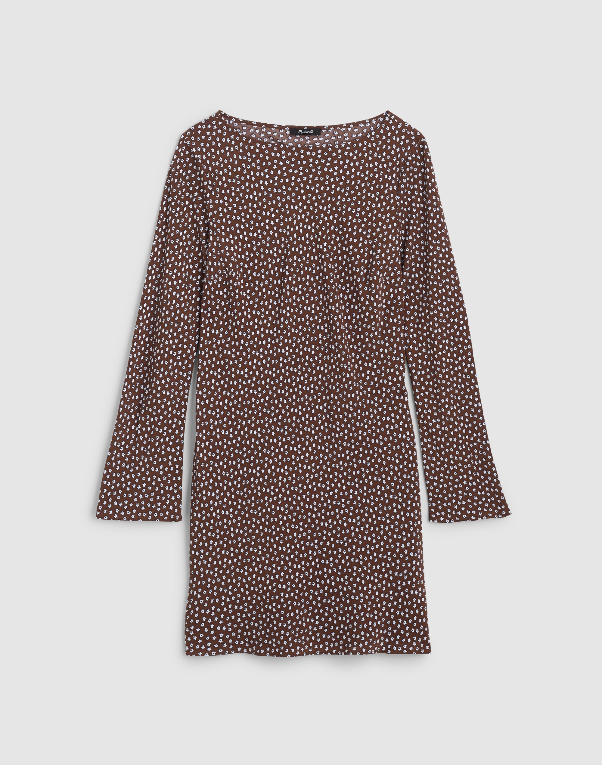 Long-Sleeve Boatneck Mini Dress